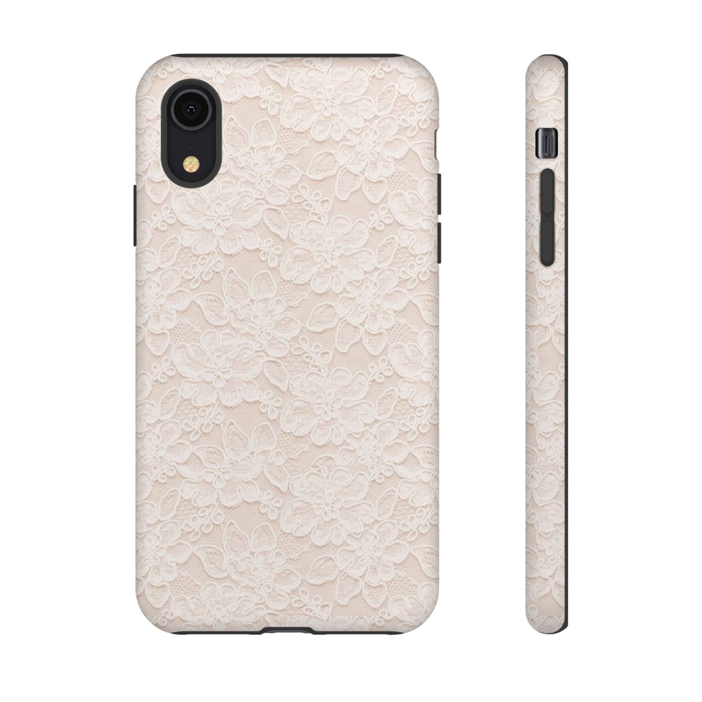 Floral Lace Tough Phone Case – Vintage Ivory Protective Cover