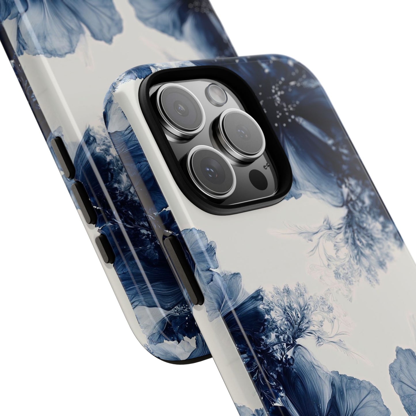 Floral Indigo Tough Phone Case — Blue Botanical Protective Cover
