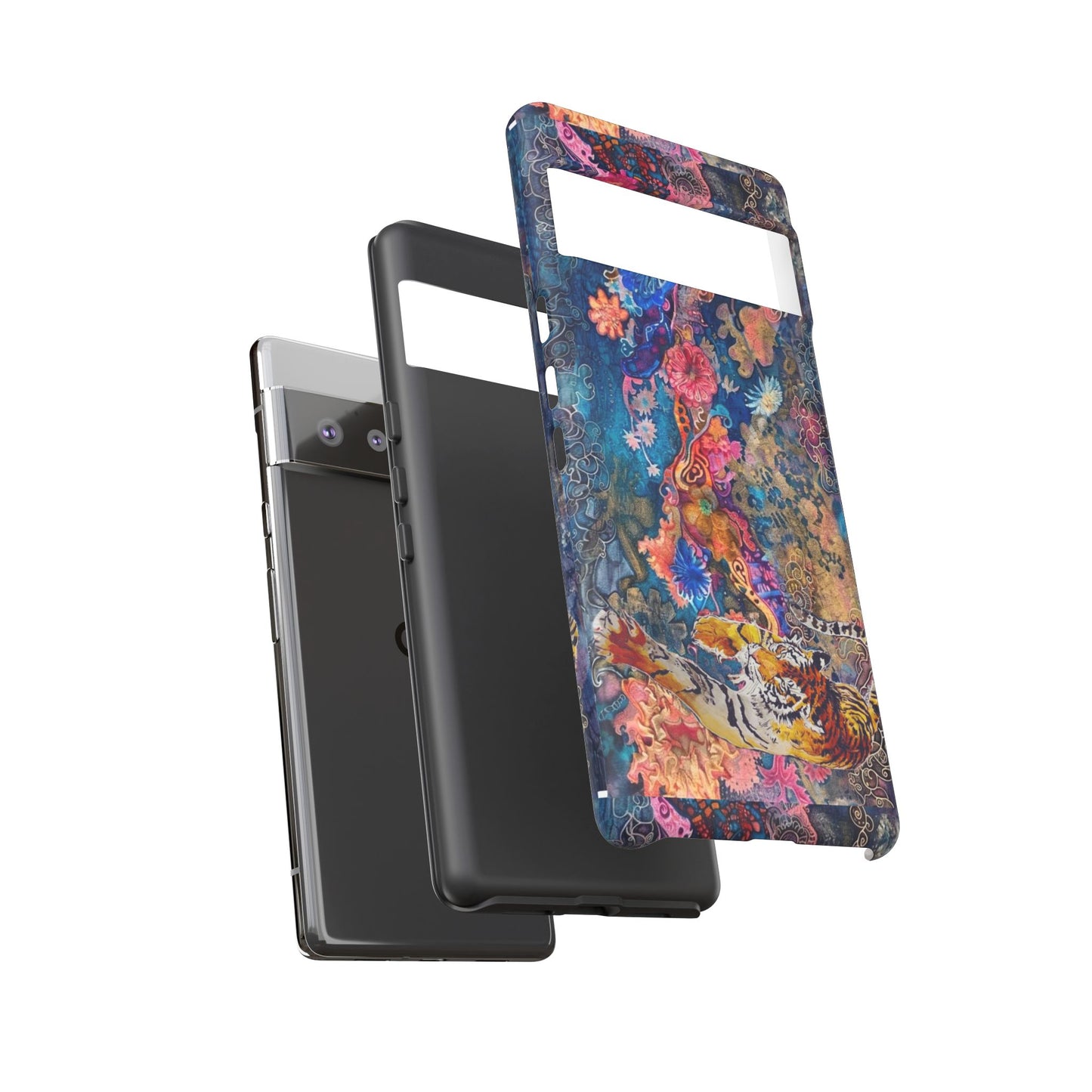 Phone Case - Colorful Floral Tiger Tough Case
