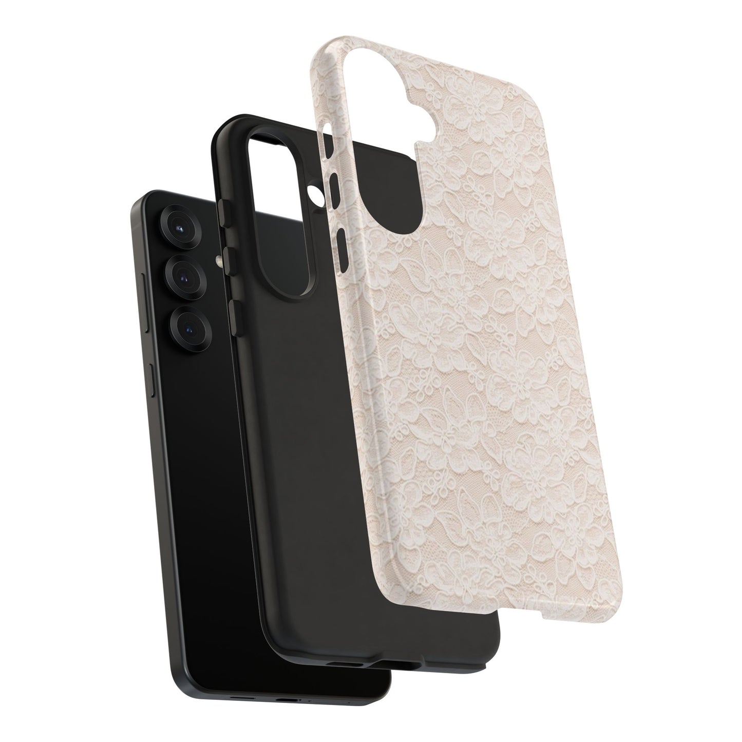 Floral Lace Tough Phone Case – Vintage Ivory Protective Cover