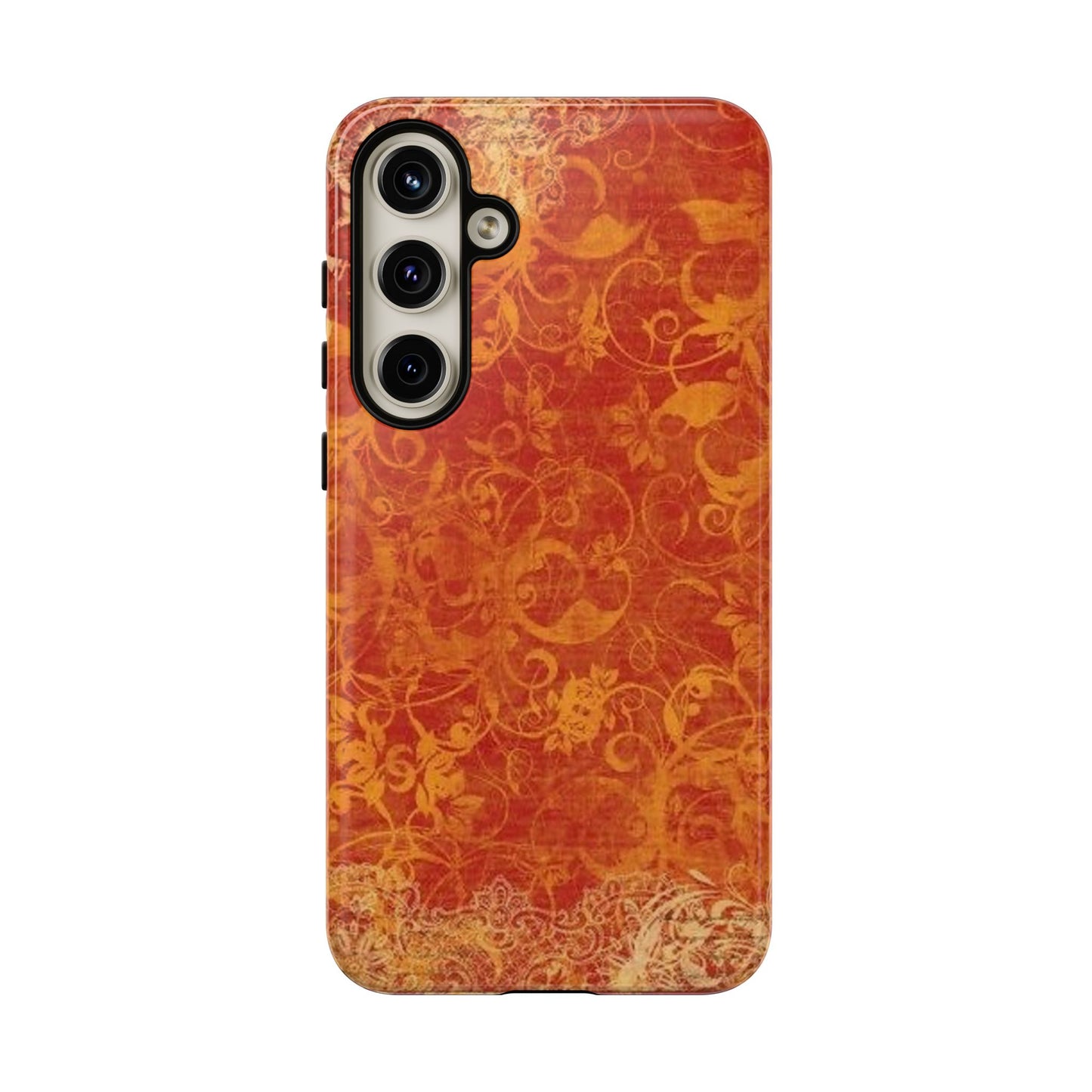 Floral Autumn iPhone Tough Case — Orange Vintage Scroll Design