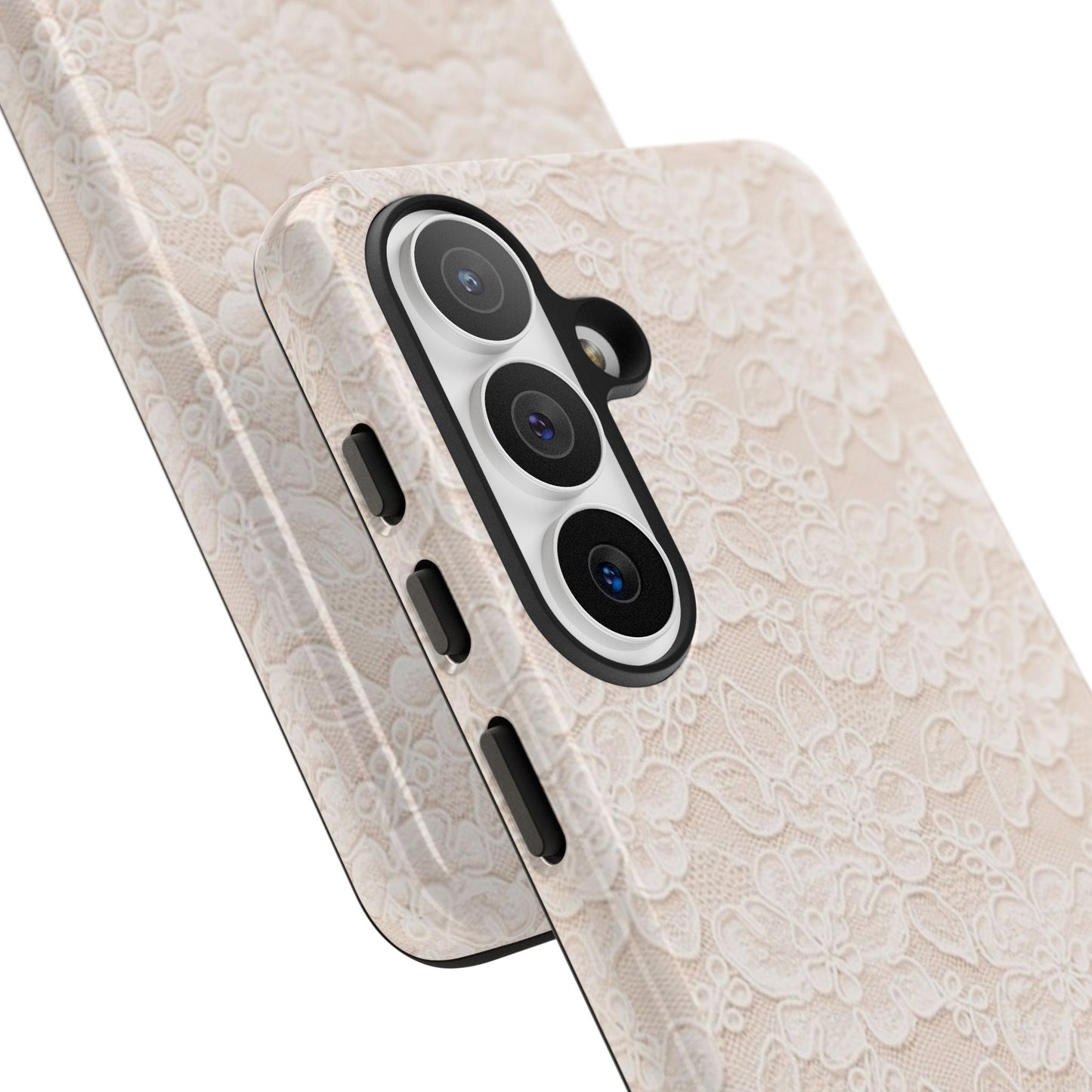 Floral Lace Tough Phone Case – Vintage Ivory Protective Cover