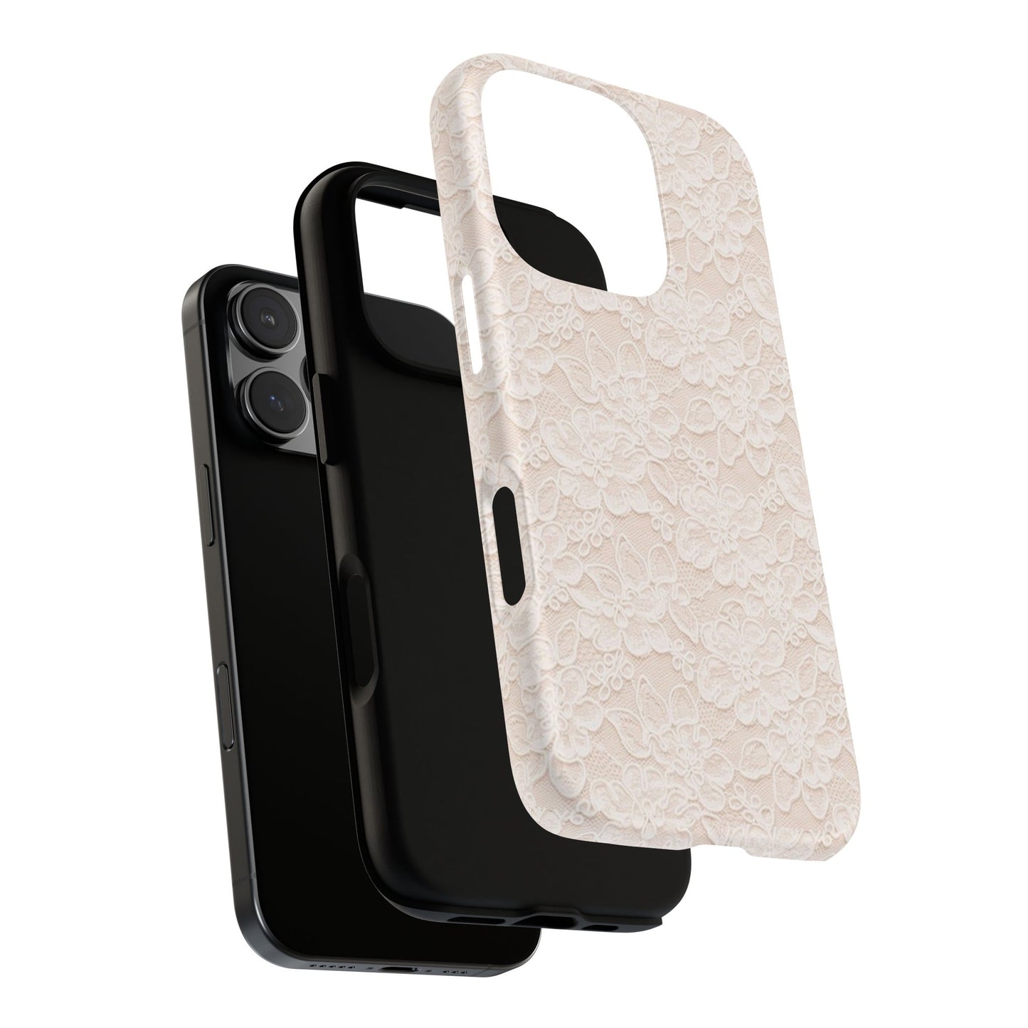 Floral Lace Tough Phone Case – Vintage Ivory Protective Cover
