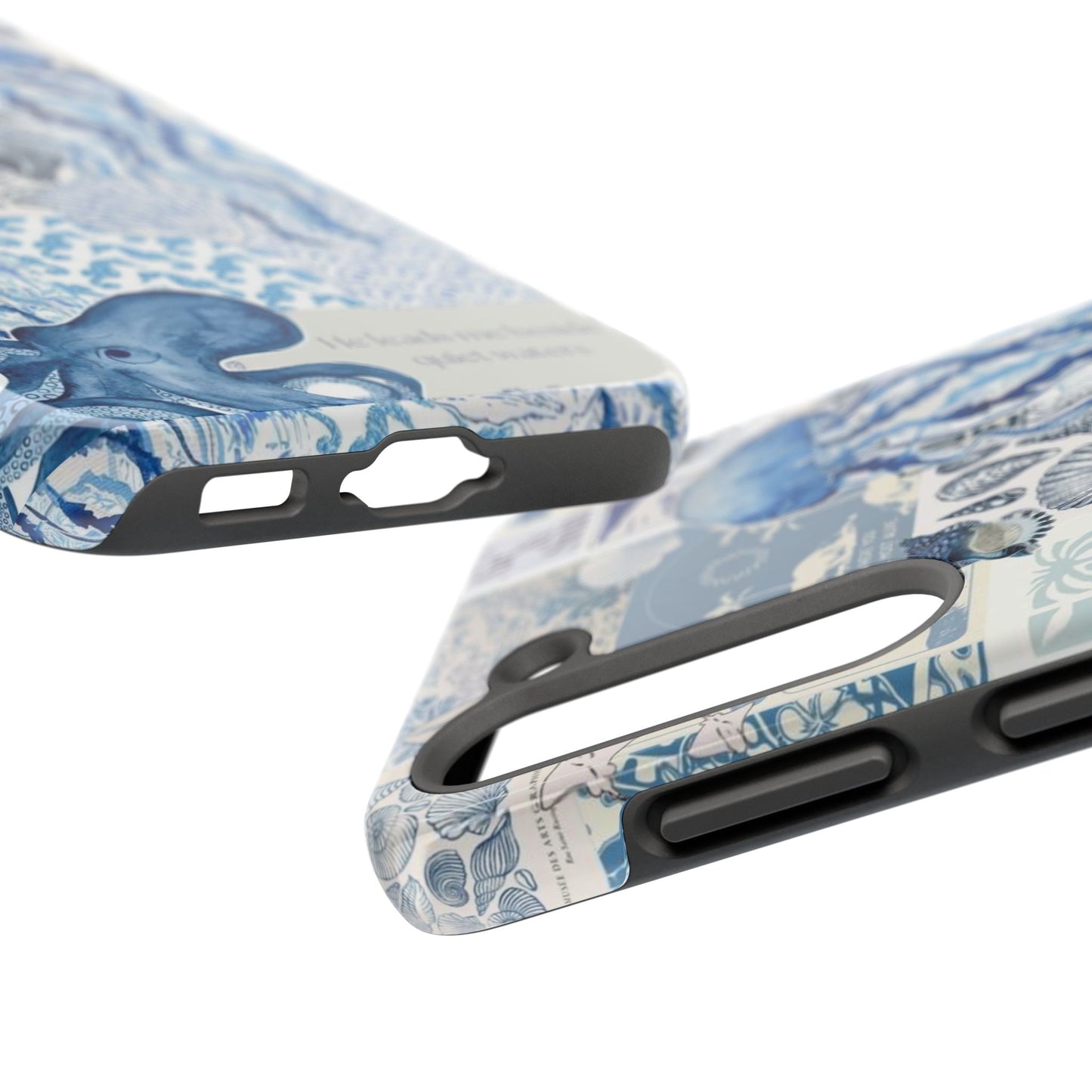 Sea Collage Tough Phone Case — Blue Jellyfish & Shells Coastal Design