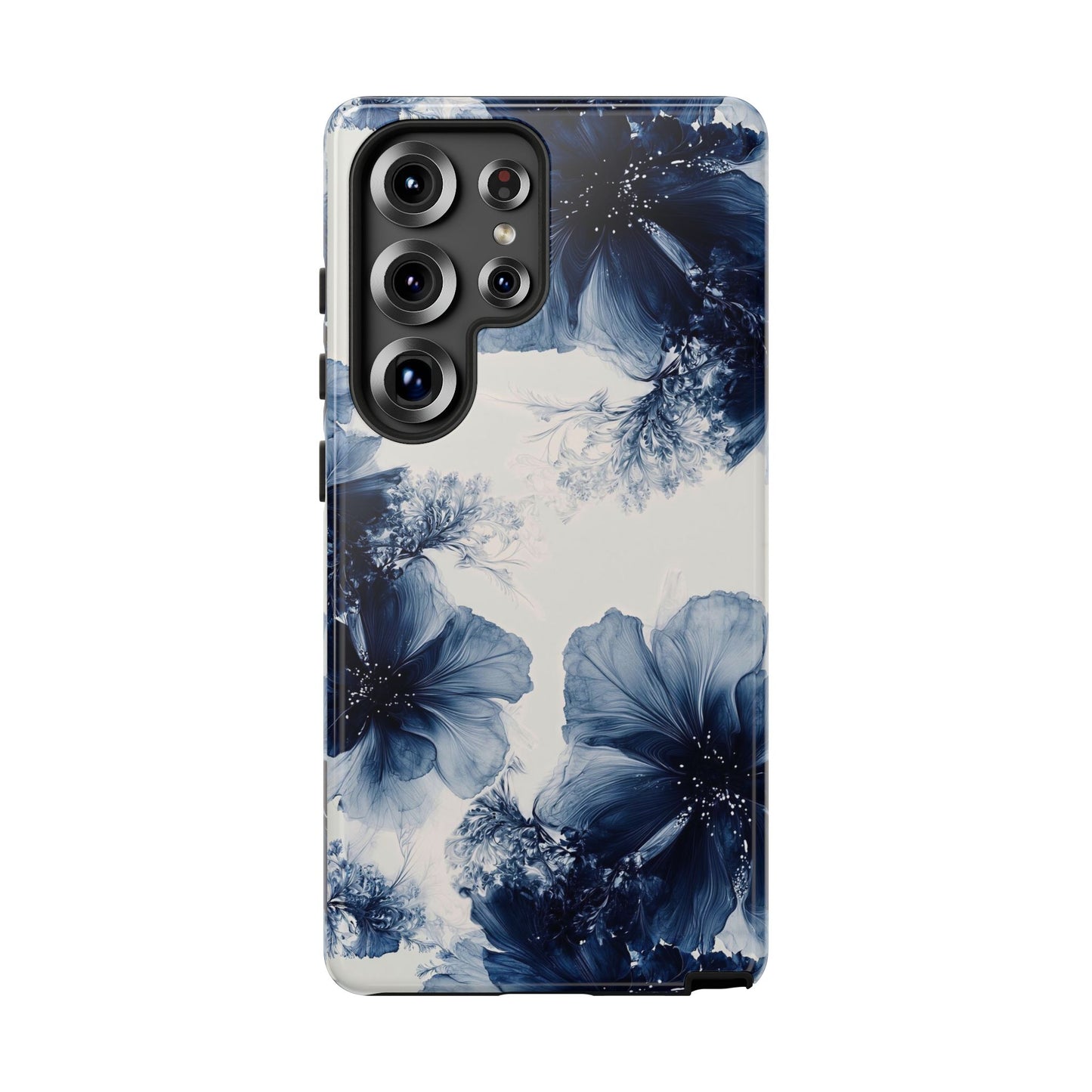 Floral Indigo Tough Phone Case — Blue Botanical Protective Cover