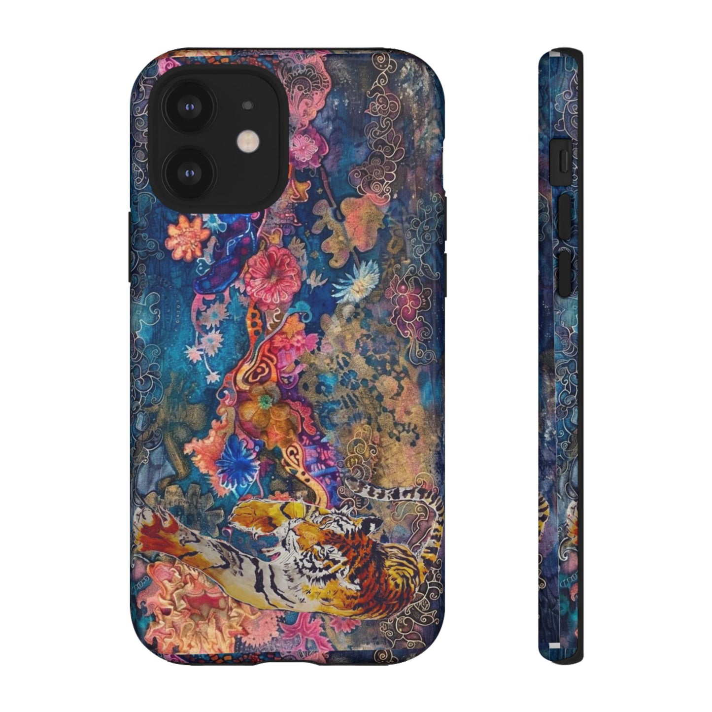 Phone Case - Colorful Floral Tiger Tough Case