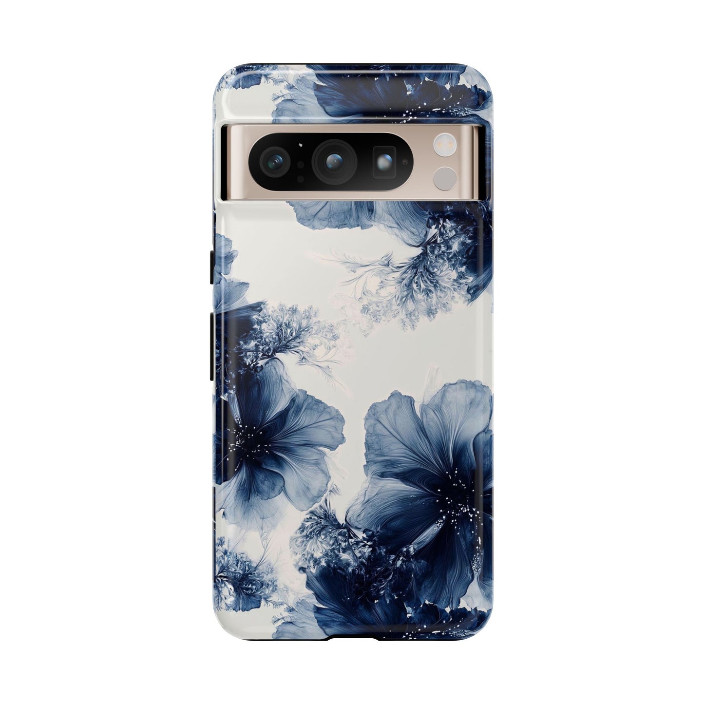 Floral Indigo Tough Phone Case — Blue Botanical Protective Cover