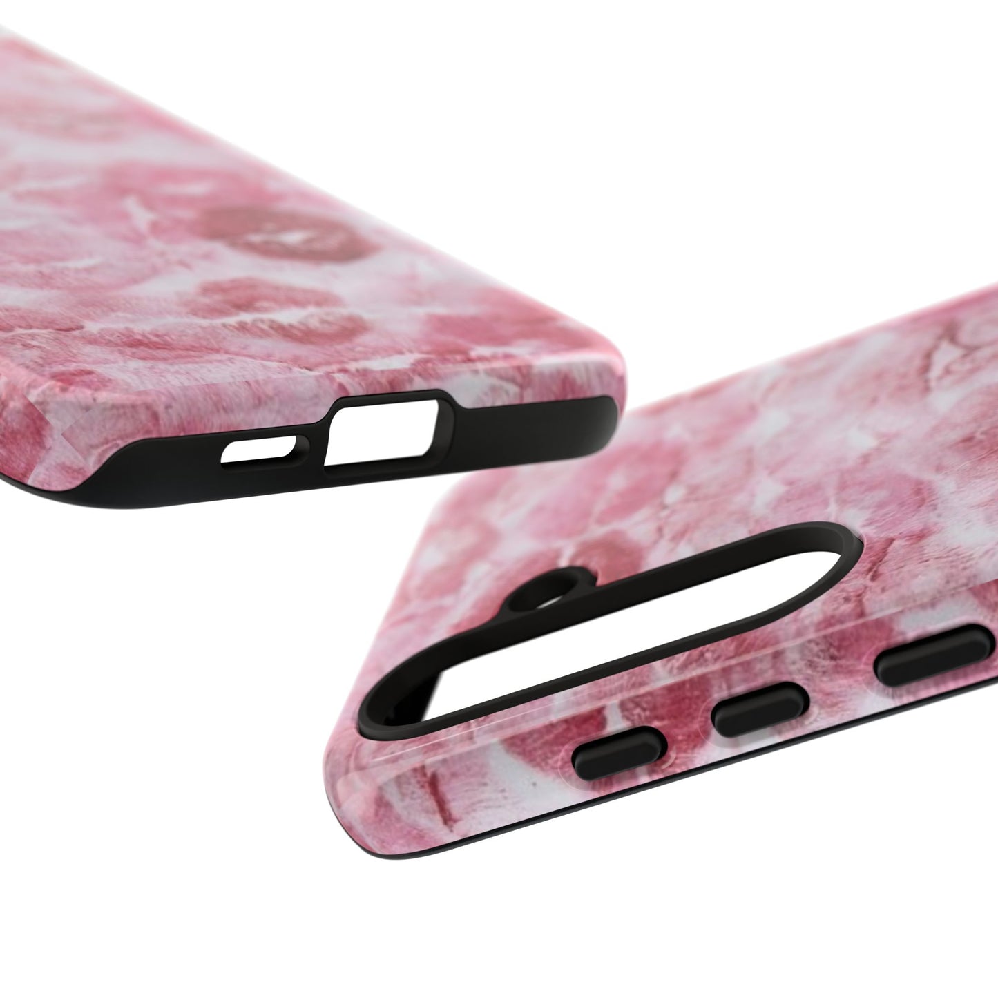 Kiss Print Tough Phone Case — Pink Marble Lip Pattern, Protective iPhone Cover