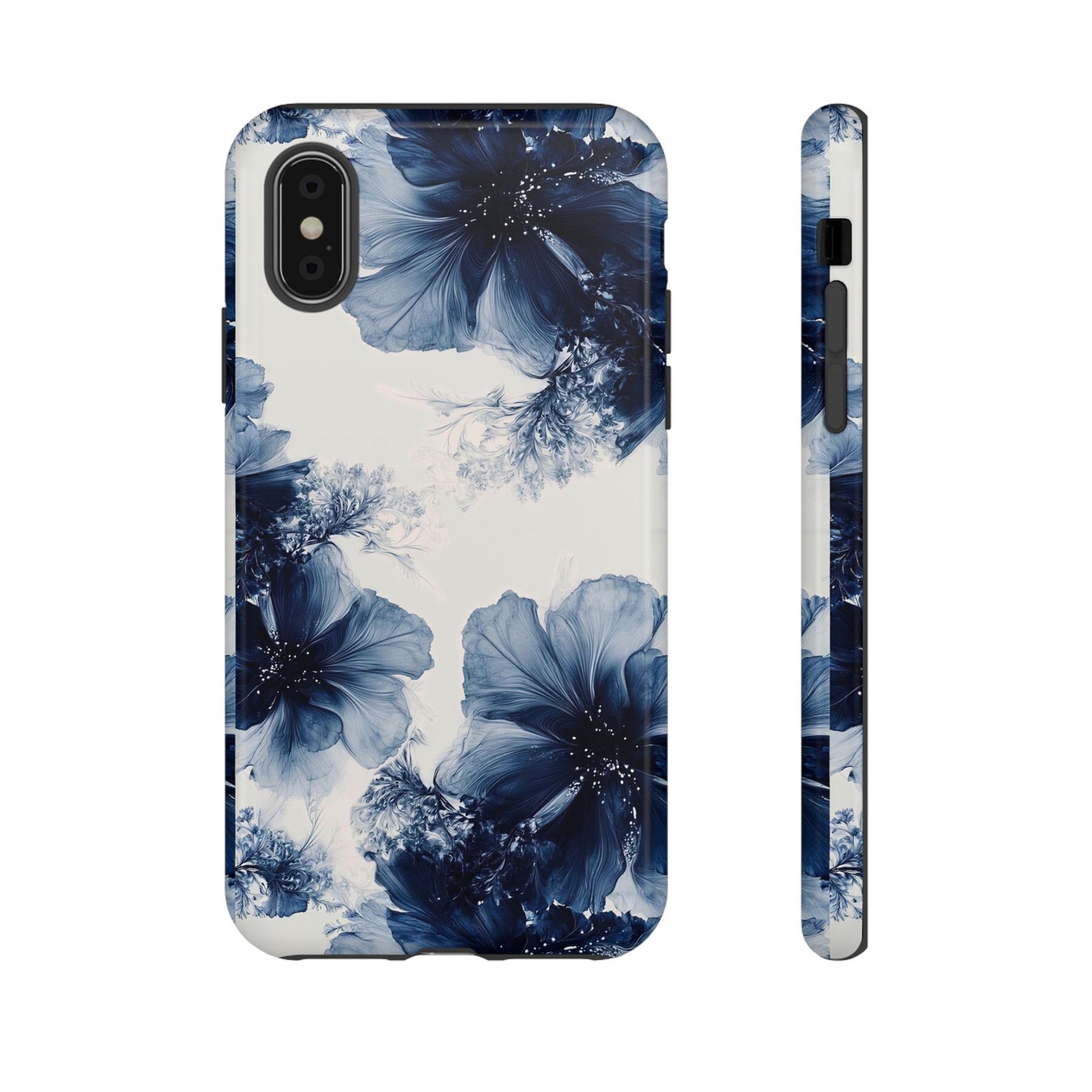 Floral Indigo Tough Phone Case — Blue Botanical Protective Cover