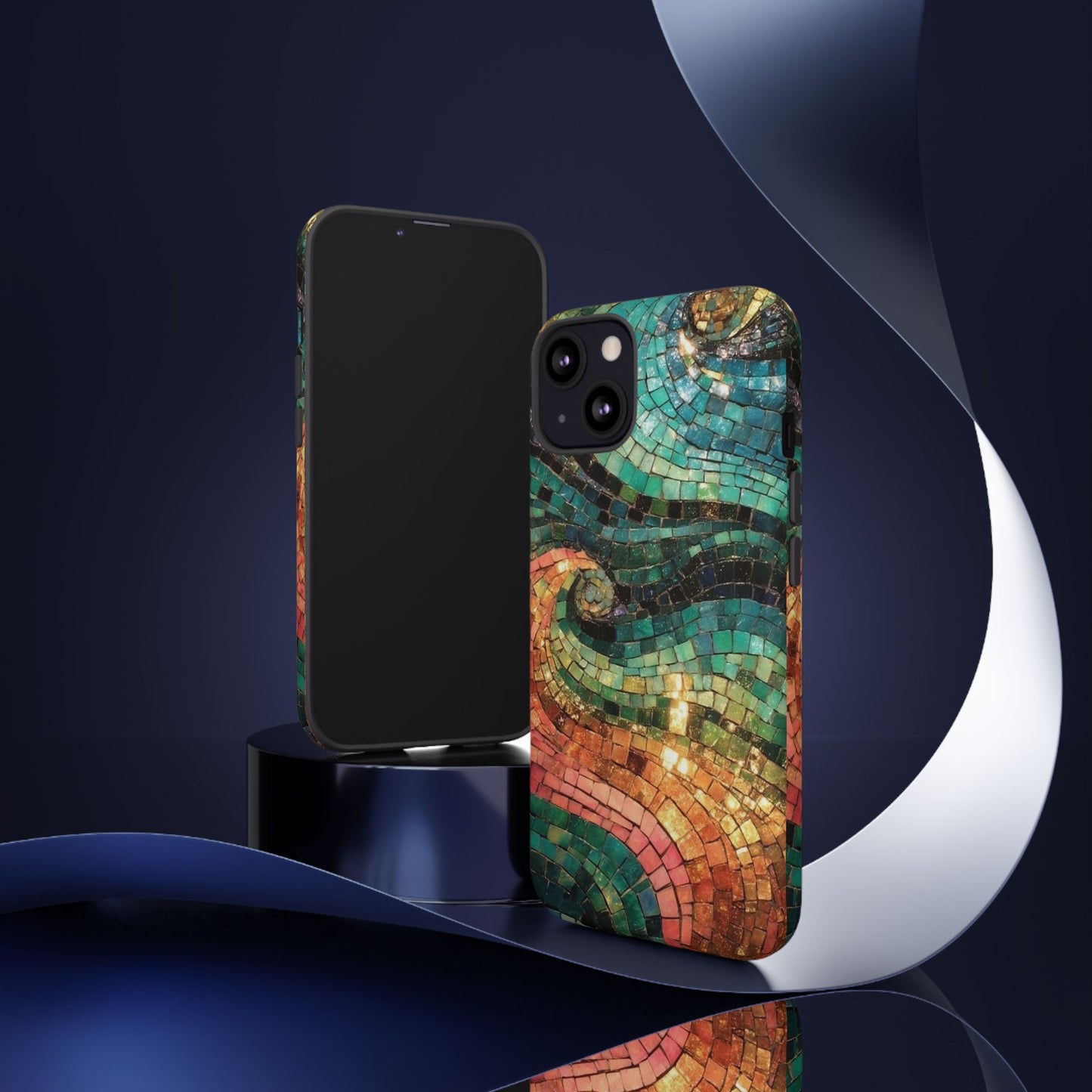 Mosaic Wave Phone Case – Colorful Artistic Tile Design Tough Case
