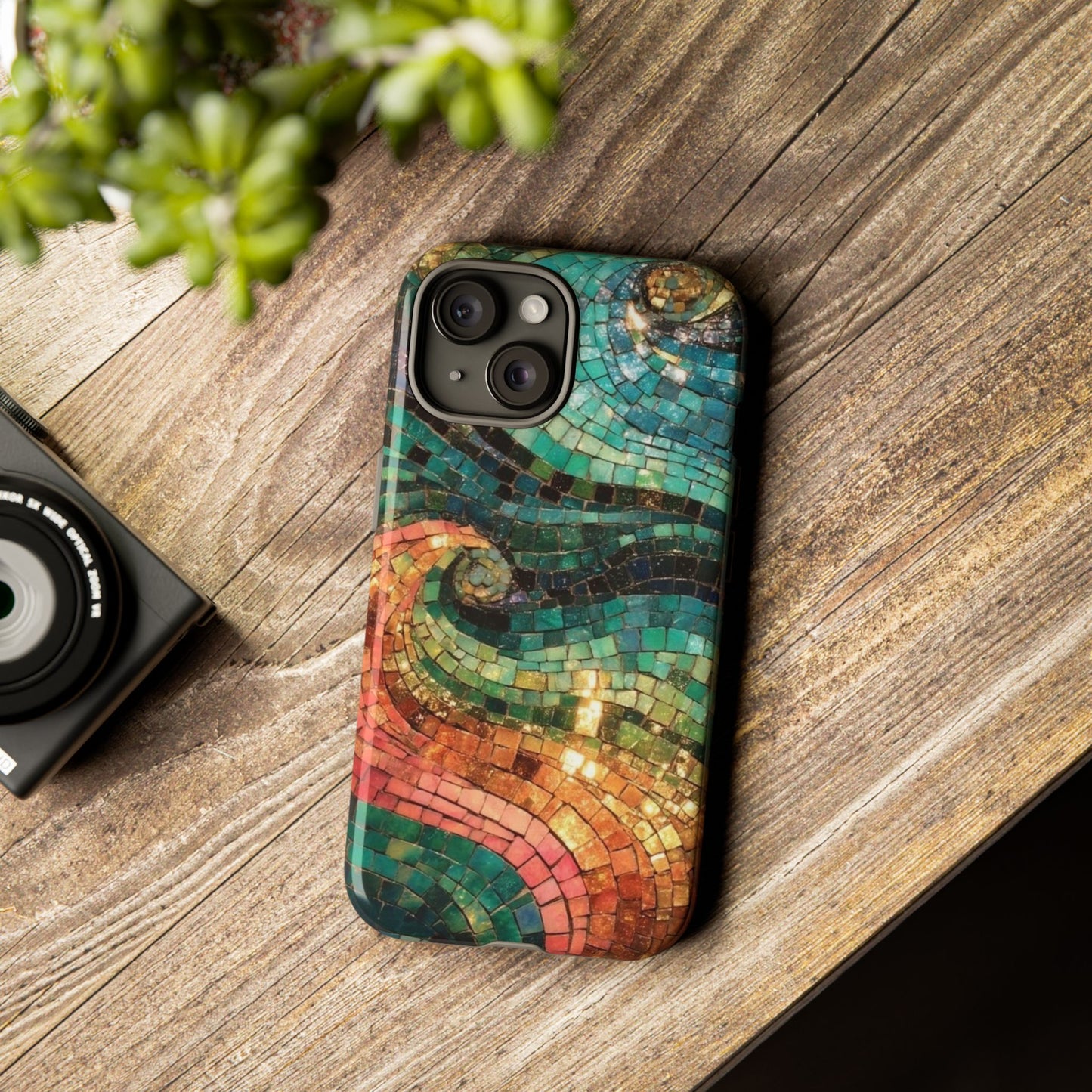 Mosaic Wave Phone Case – Colorful Artistic Tile Design Tough Case