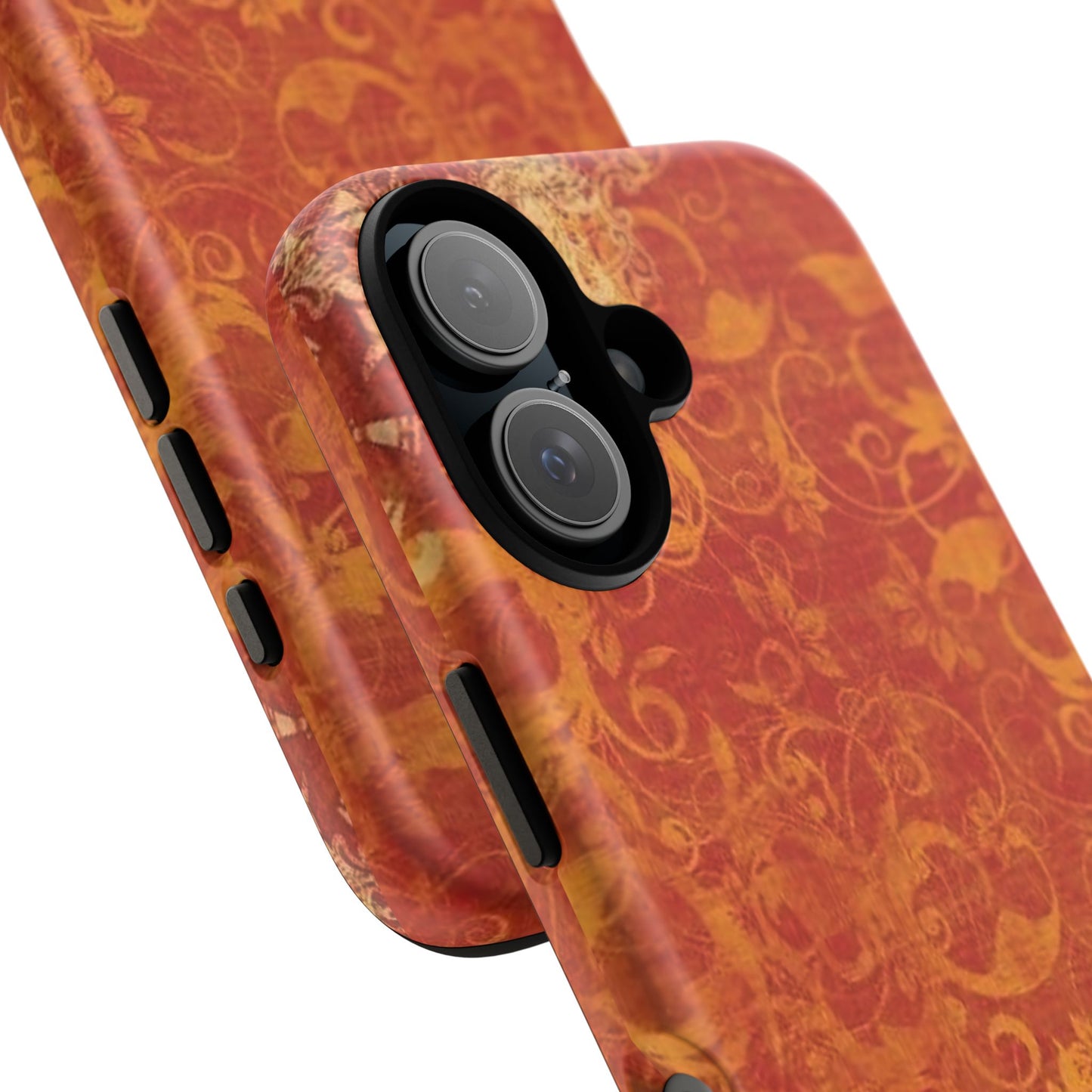 Floral Autumn iPhone Tough Case — Orange Vintage Scroll Design