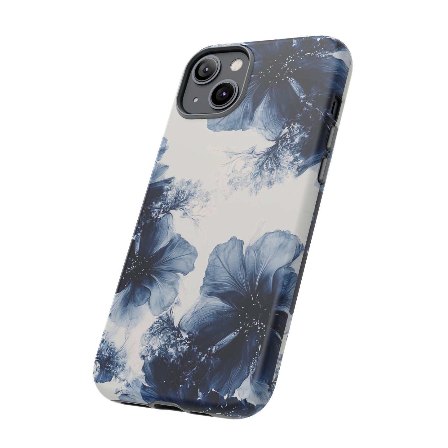 Floral Indigo Tough Phone Case — Blue Botanical Protective Cover