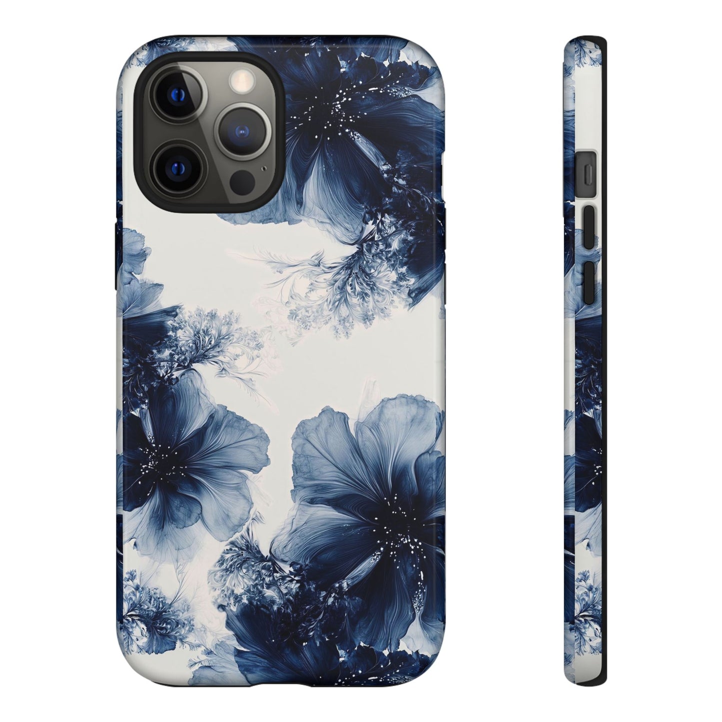 Floral Indigo Tough Phone Case — Blue Botanical Protective Cover