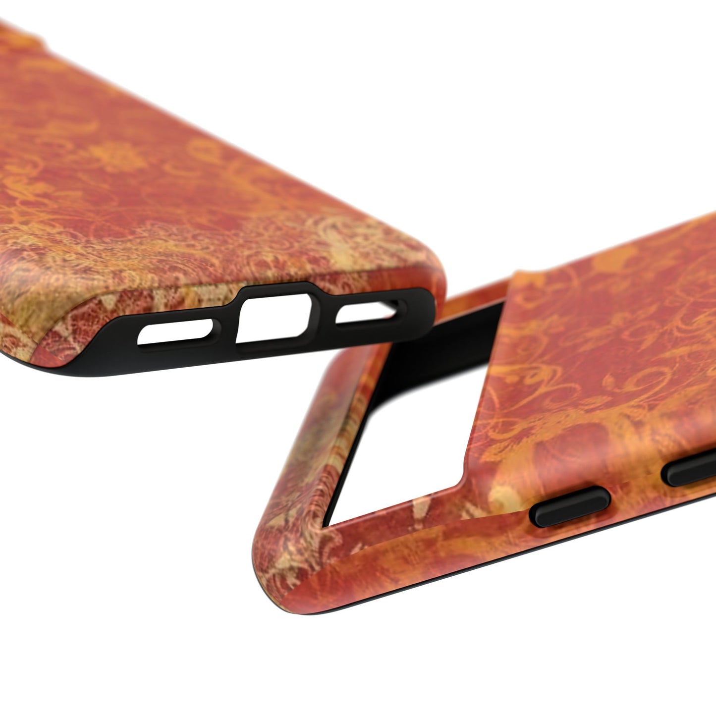 Floral Autumn iPhone Tough Case — Orange Vintage Scroll Design