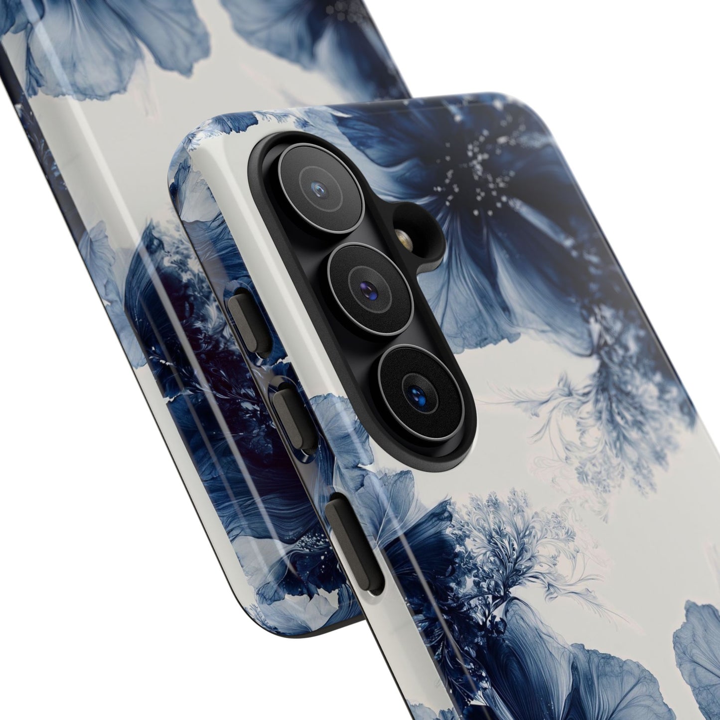 Floral Indigo Tough Phone Case — Blue Botanical Protective Cover