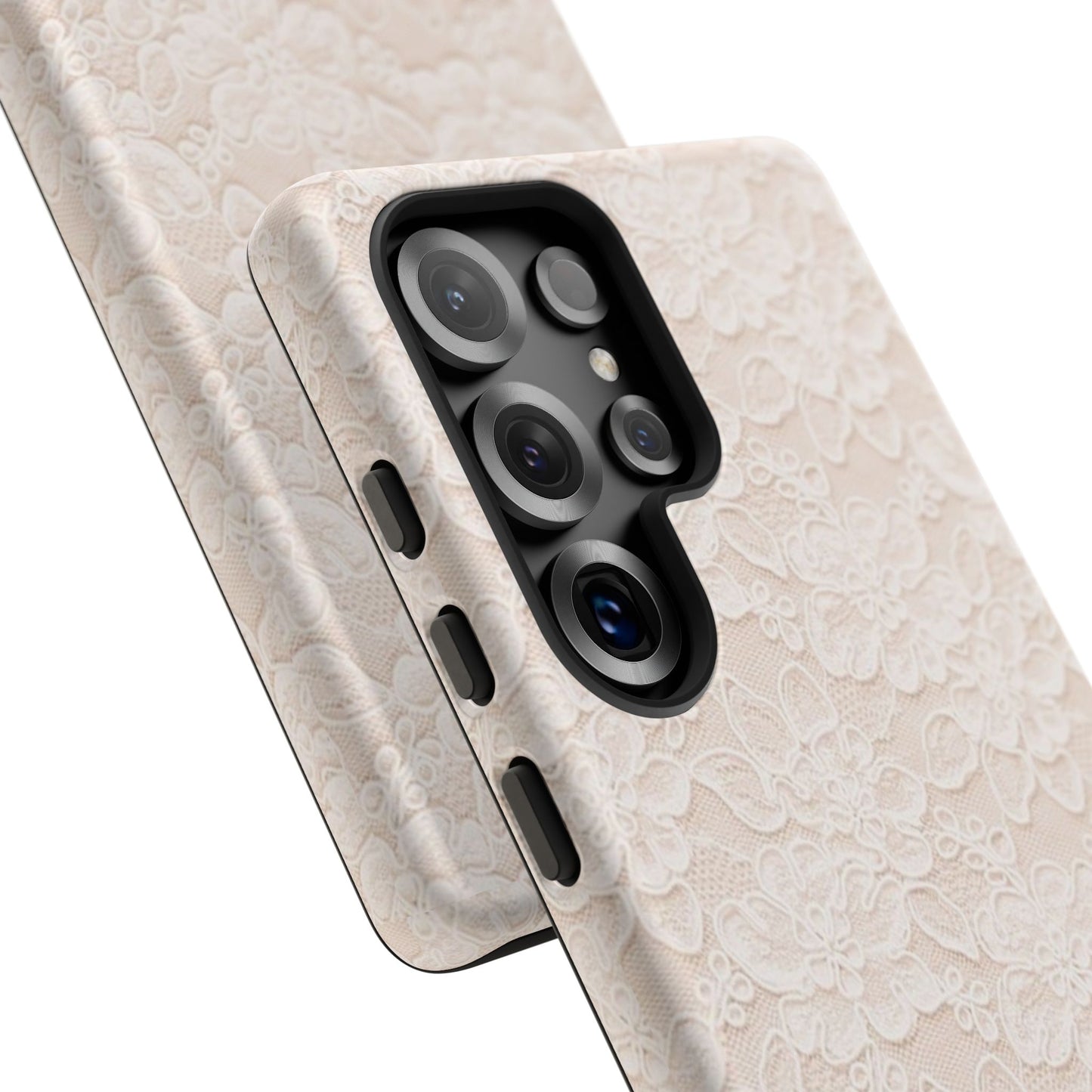 Floral Lace Tough Phone Case – Vintage Ivory Protective Cover