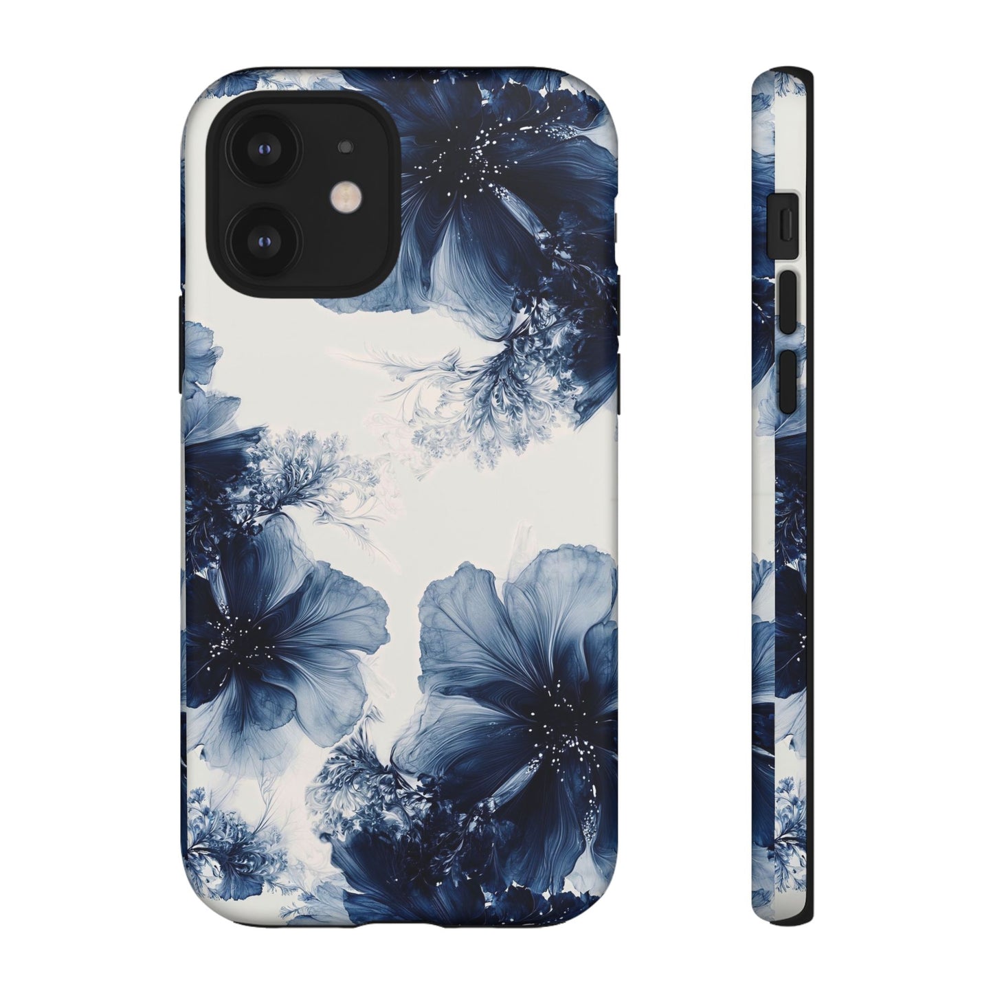 Floral Indigo Tough Phone Case — Blue Botanical Protective Cover
