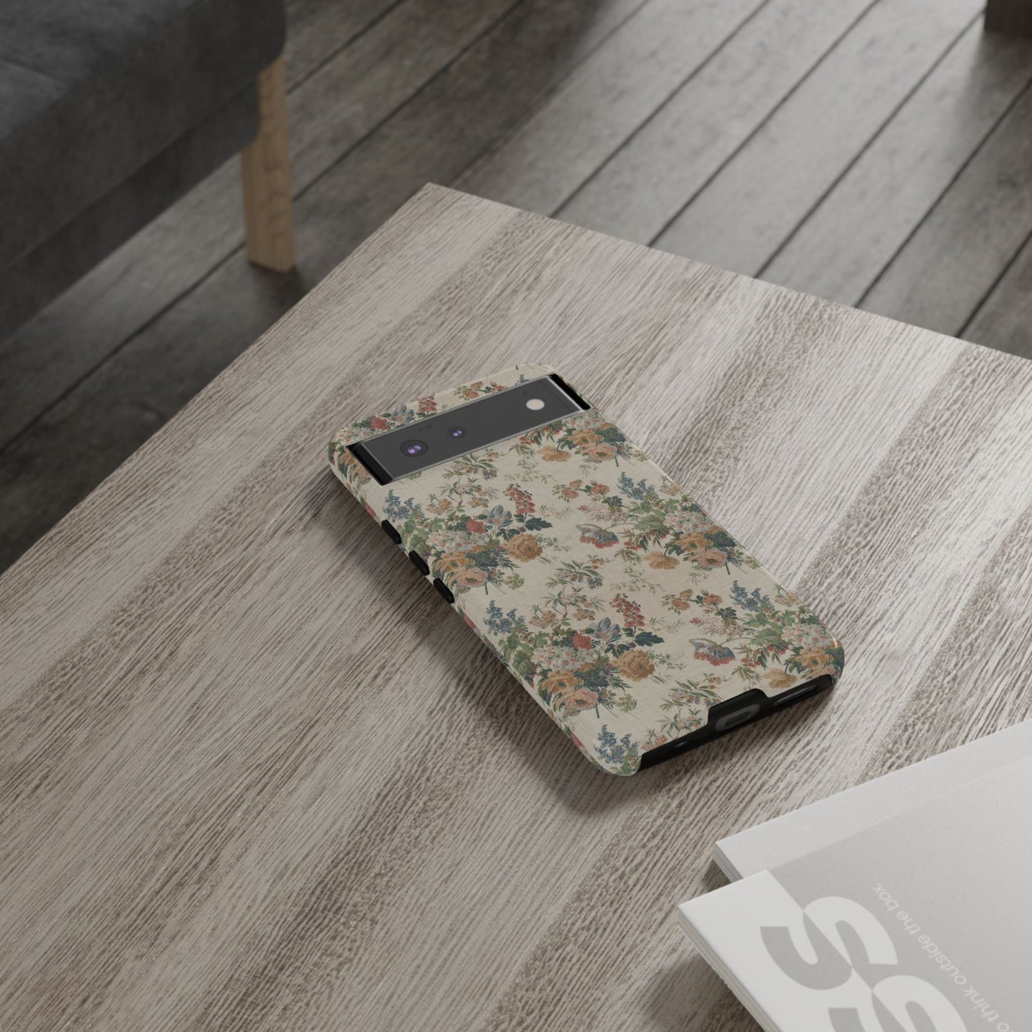Floral Vintage Tough Phone Case – Antique Rose Pattern