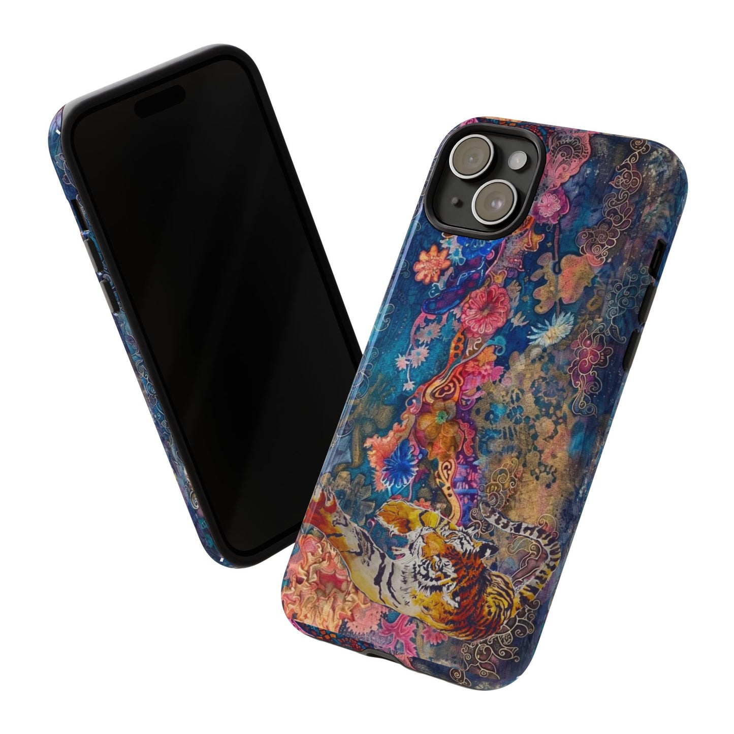 Phone Case - Colorful Floral Tiger Tough Case