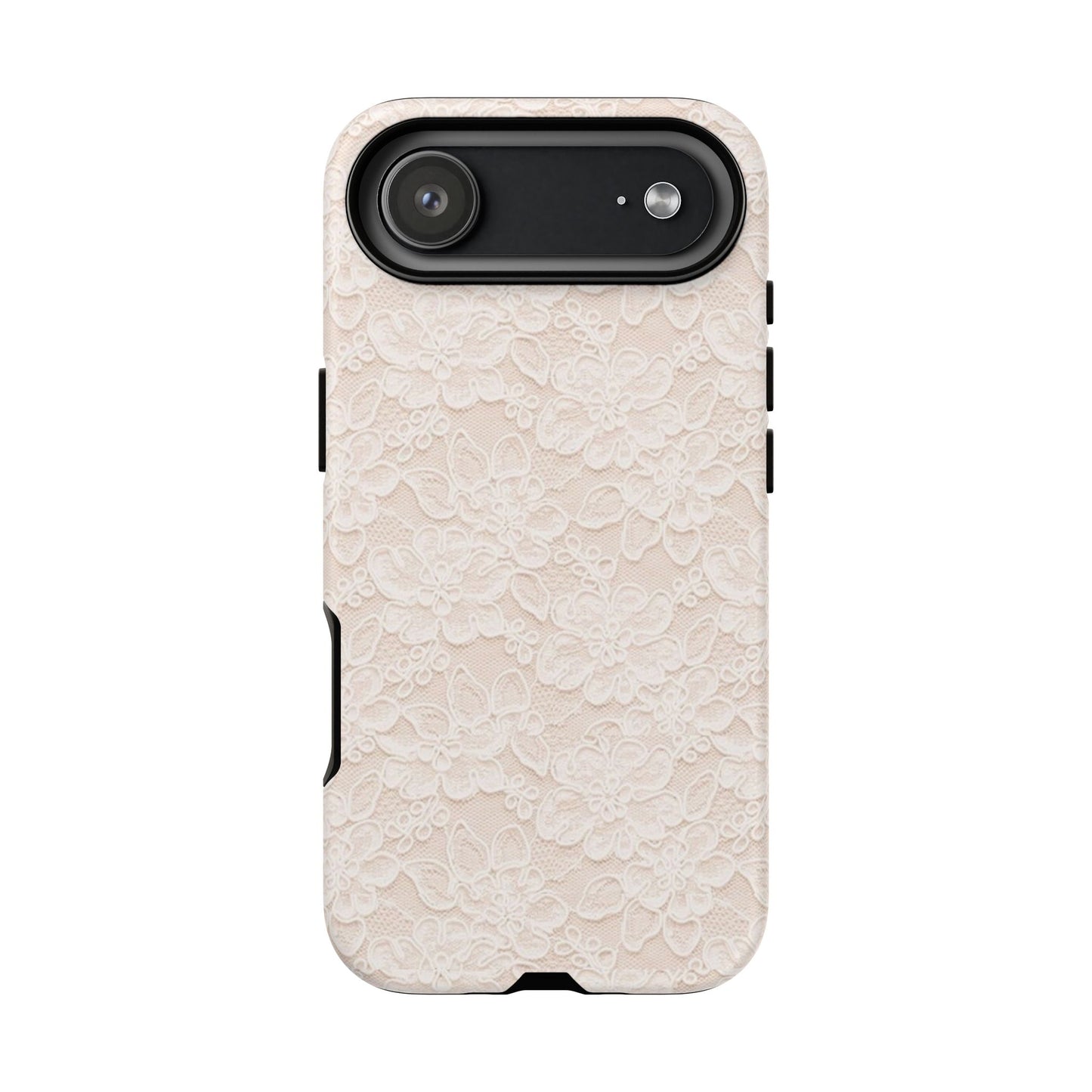 Floral Lace Tough Phone Case – Vintage Ivory Protective Cover