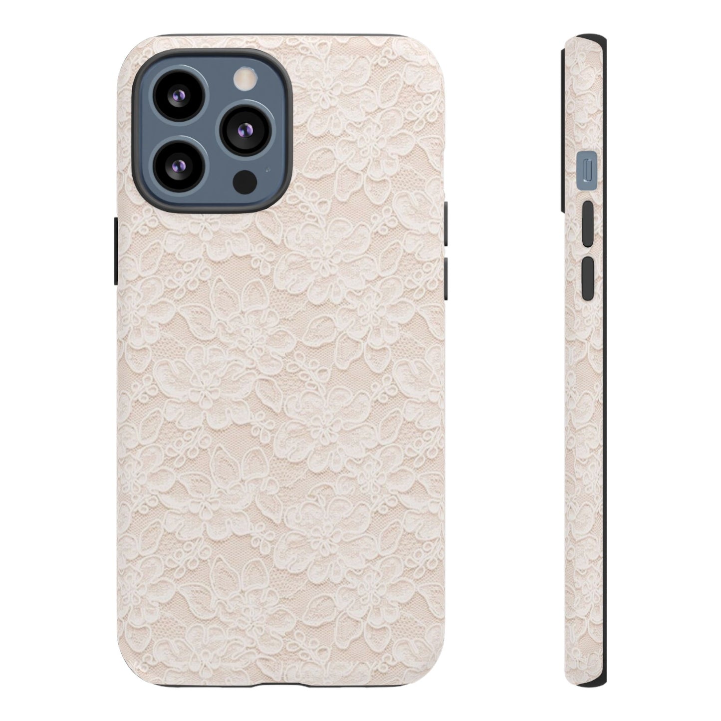 Floral Lace Tough Phone Case – Vintage Ivory Protective Cover