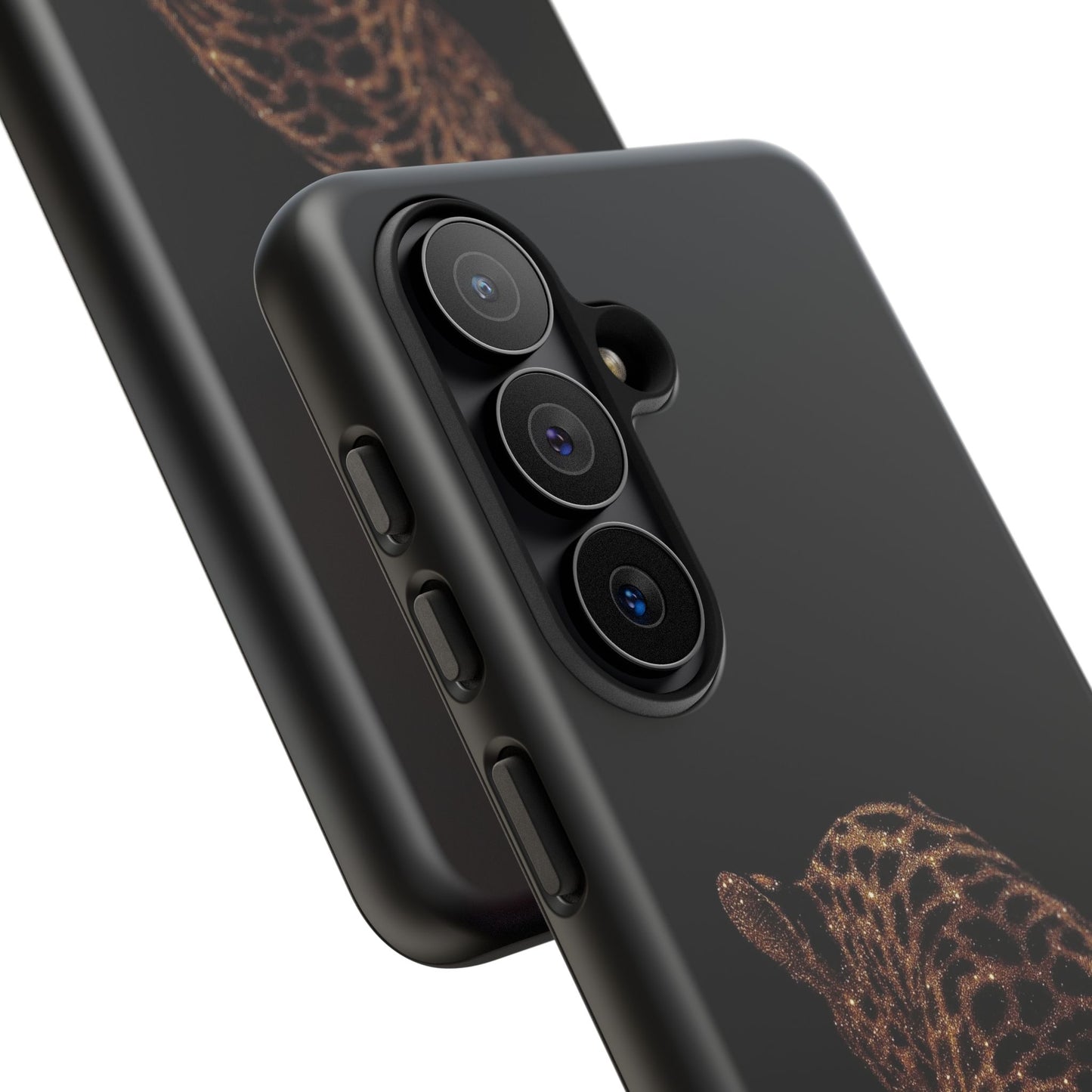 Leopard Print Tough Phone Case - Sleek Black Protective Cover