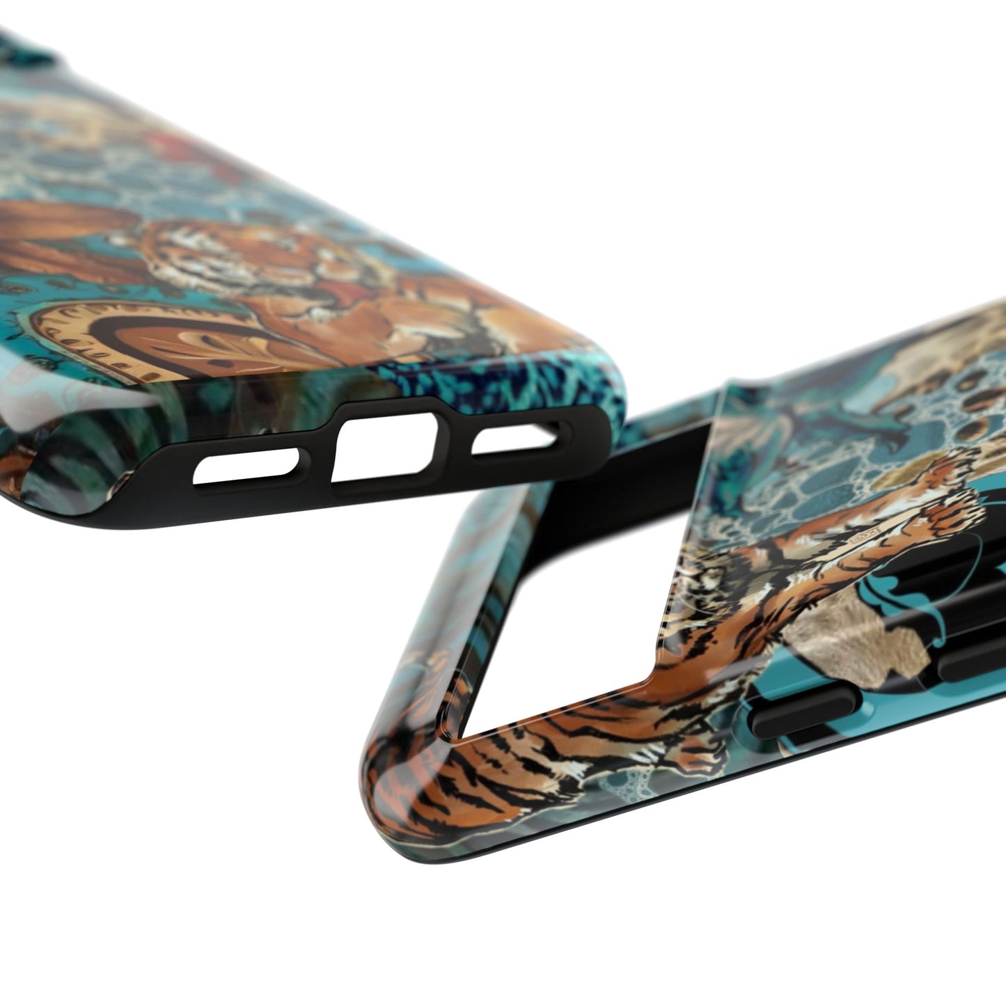 Floral Tiger Phone Case - Teal Safari Protective Cover