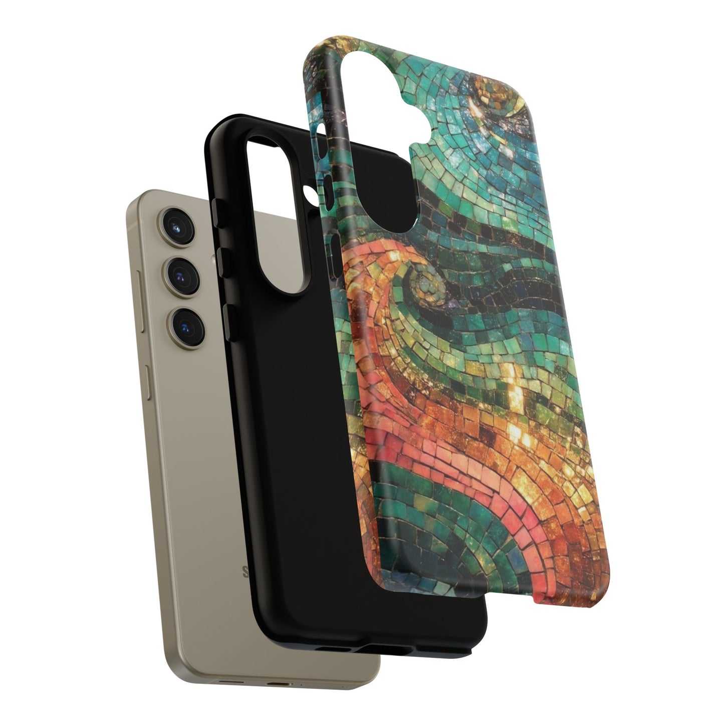 Mosaic Wave Phone Case – Colorful Artistic Tile Design Tough Case