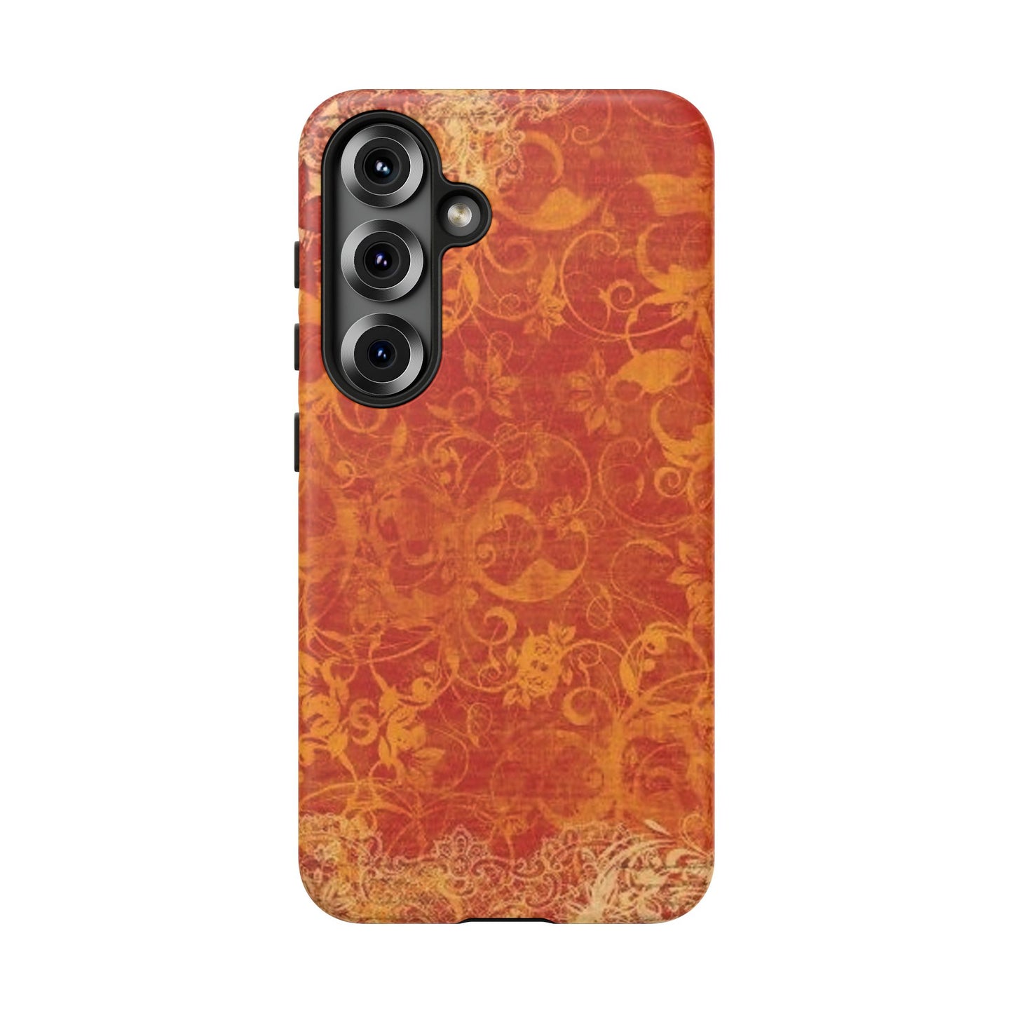 Floral Autumn iPhone Tough Case — Orange Vintage Scroll Design