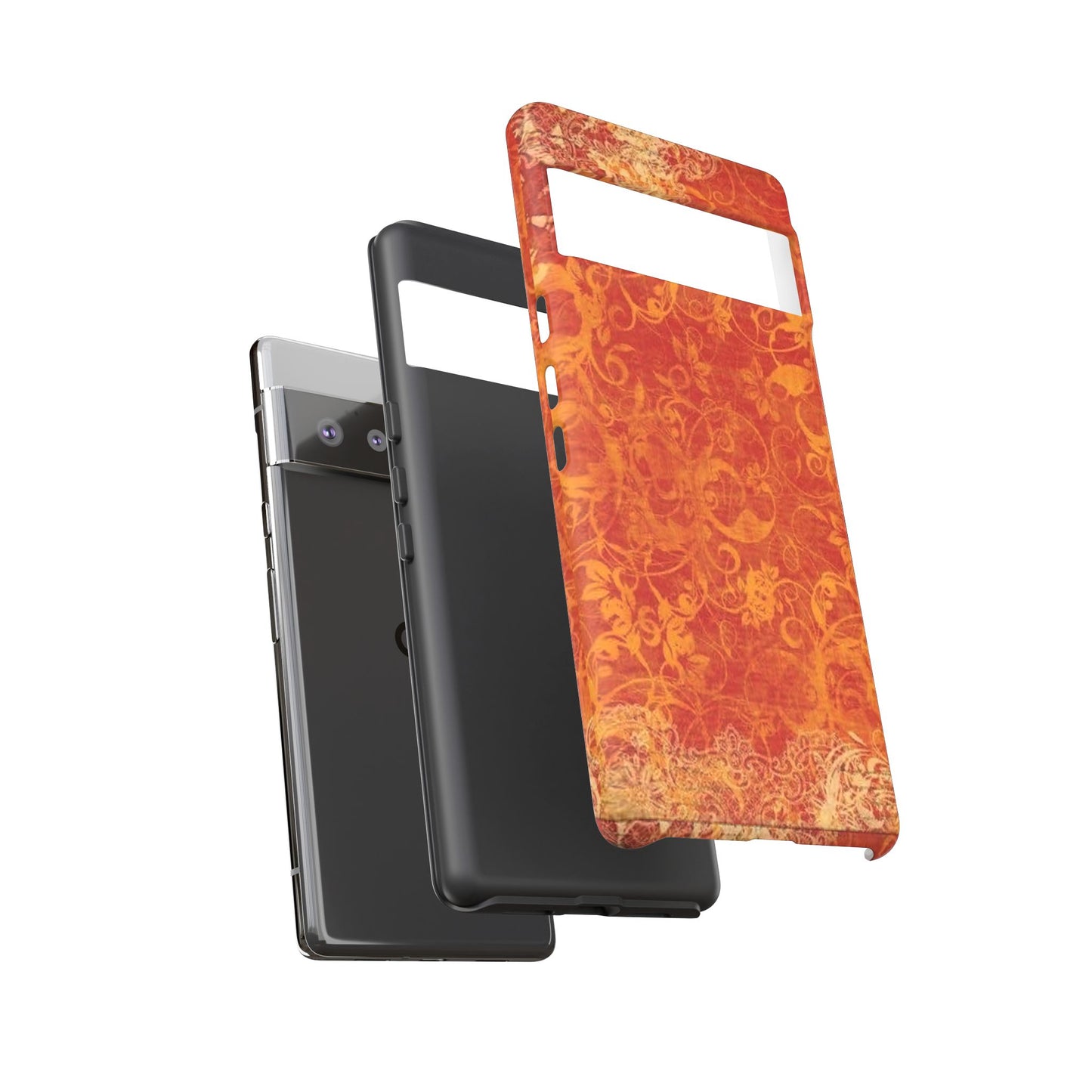 Floral Autumn iPhone Tough Case — Orange Vintage Scroll Design