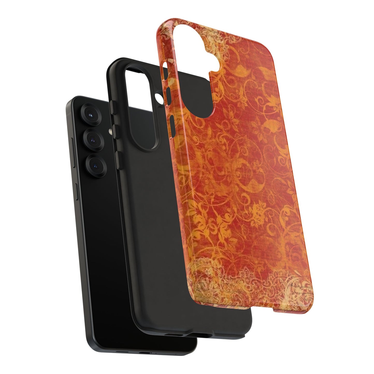 Floral Autumn iPhone Tough Case — Orange Vintage Scroll Design