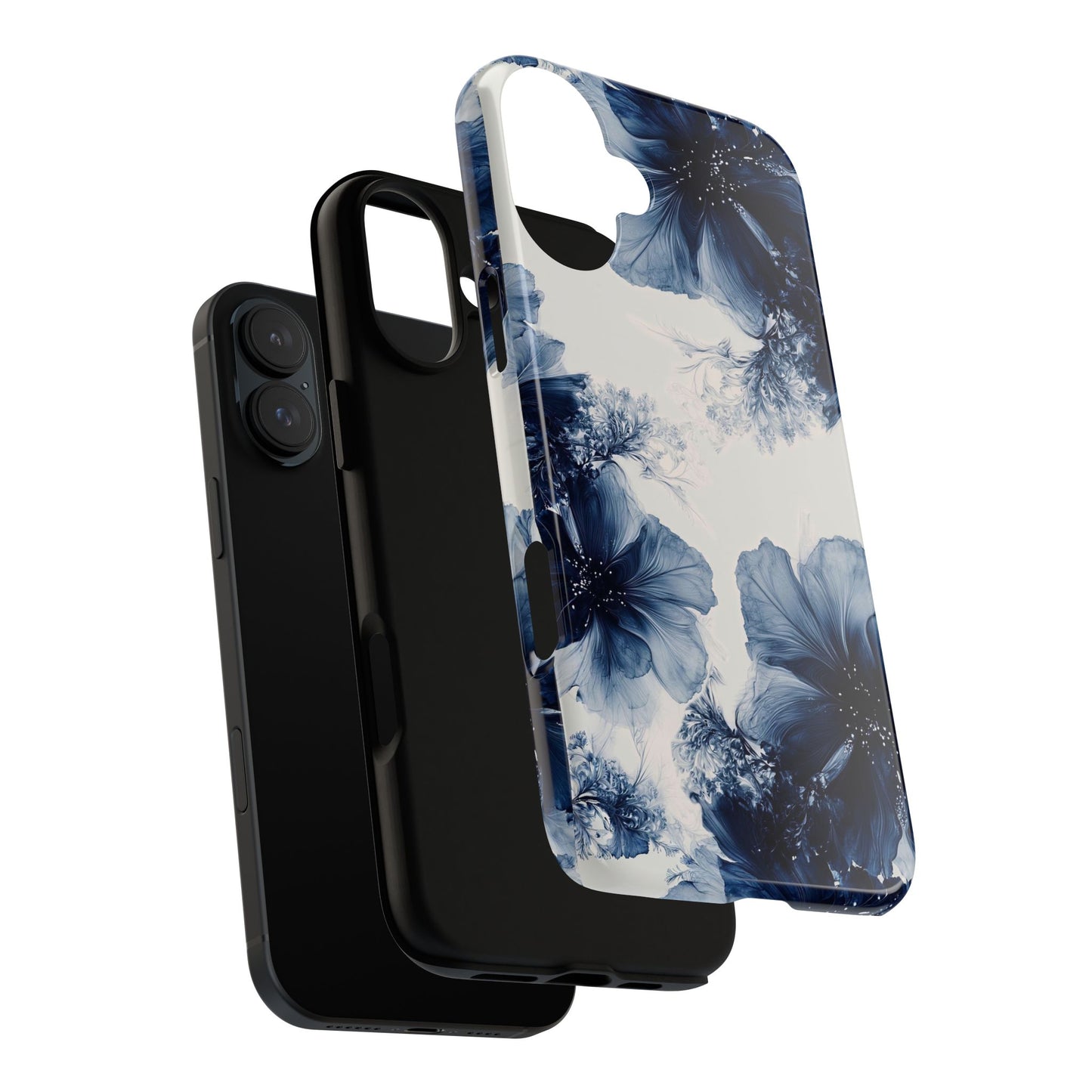 Floral Indigo Tough Phone Case — Blue Botanical Protective Cover