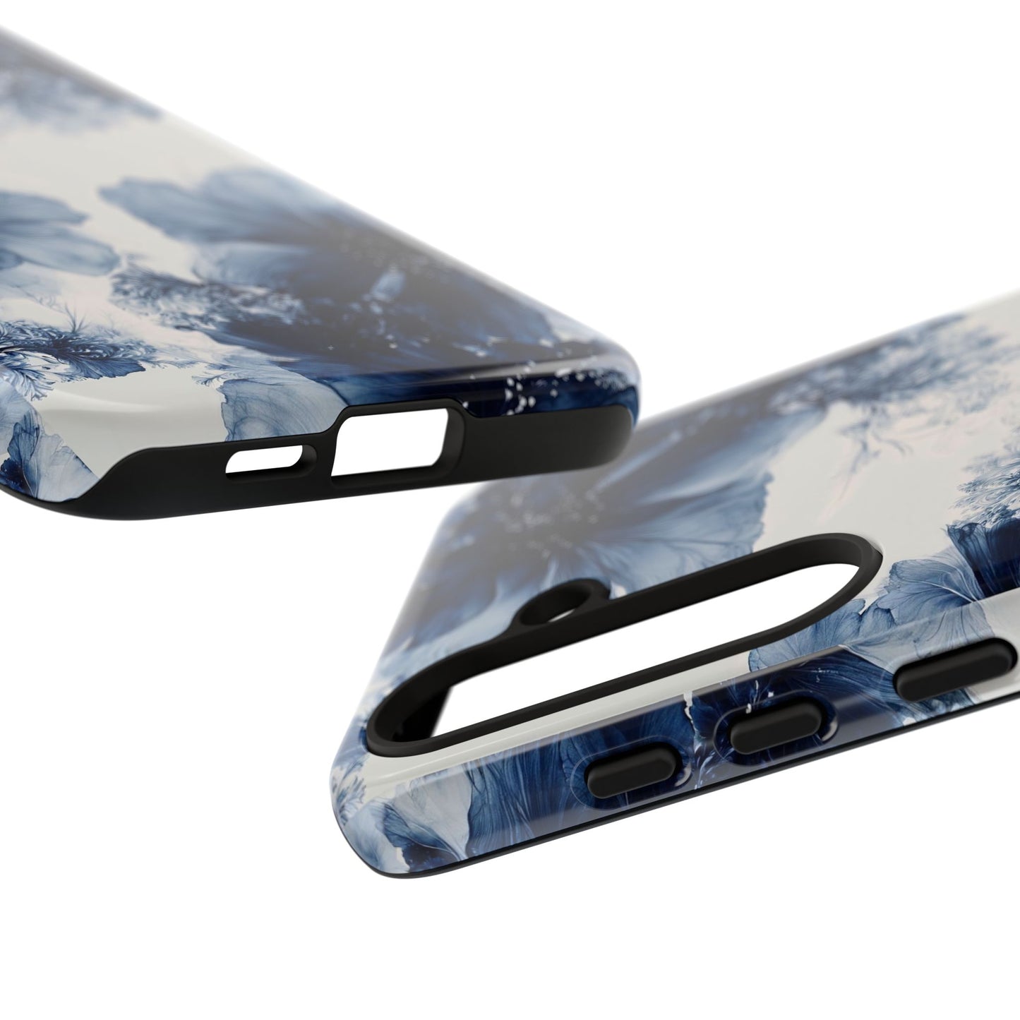 Floral Indigo Tough Phone Case — Blue Botanical Protective Cover