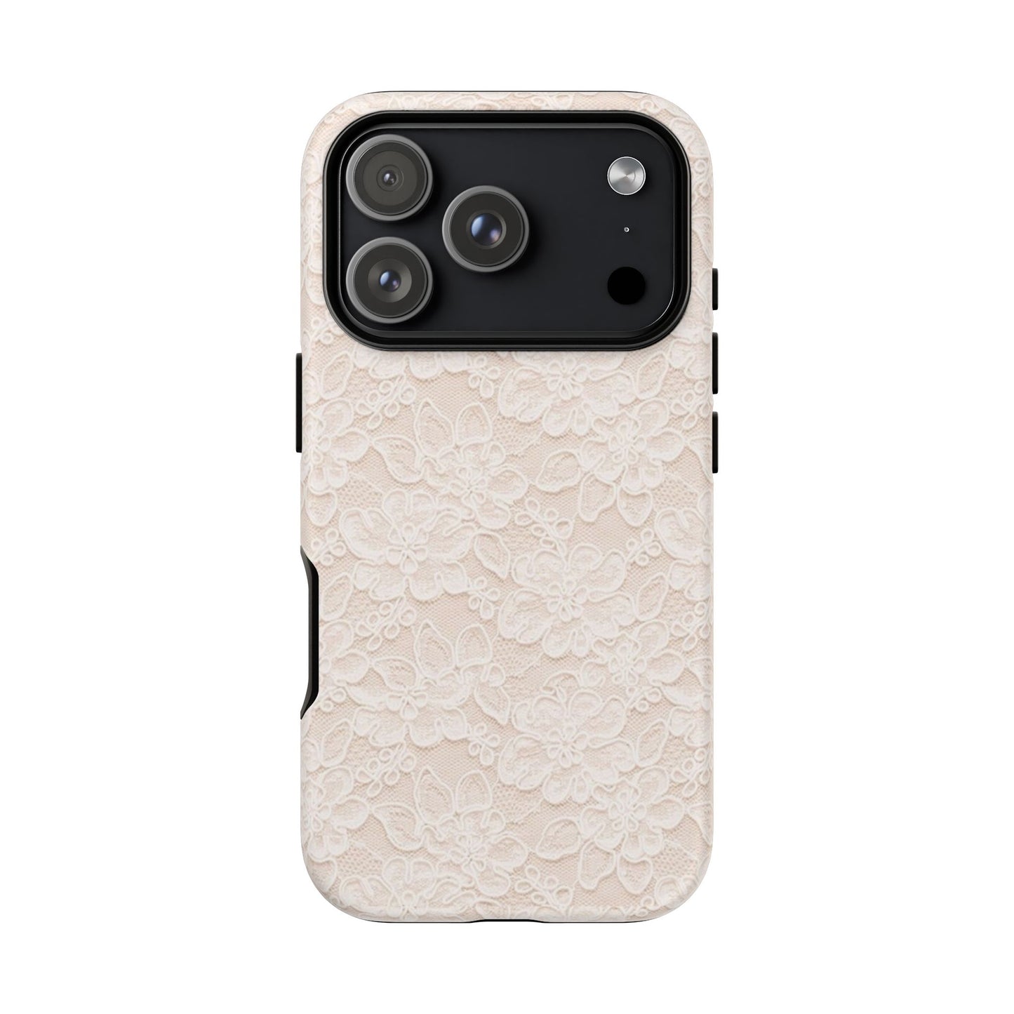 Floral Lace Tough Phone Case – Vintage Ivory Protective Cover