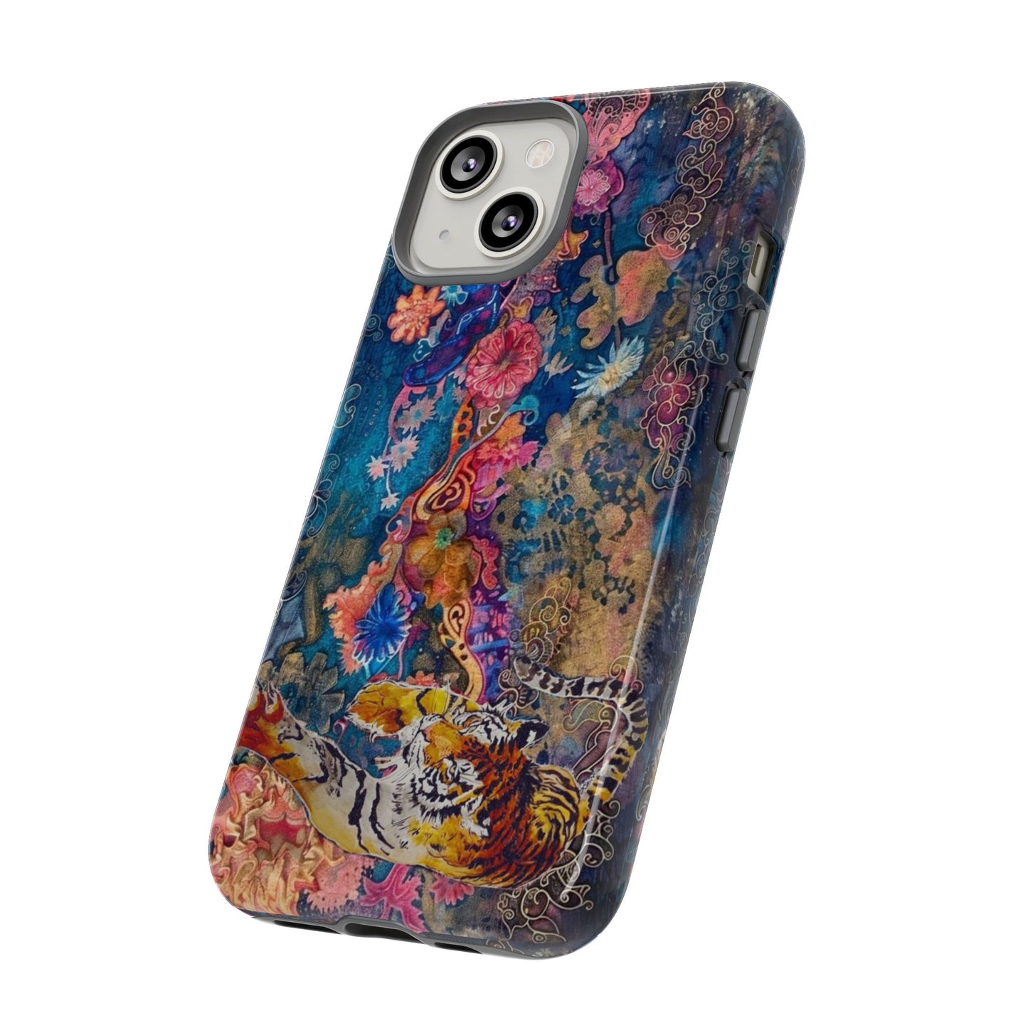 Phone Case - Colorful Floral Tiger Tough Case
