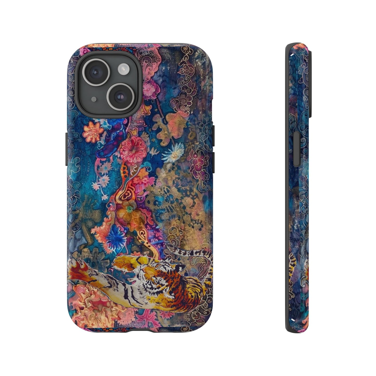 Phone Case - Colorful Floral Tiger Tough Case