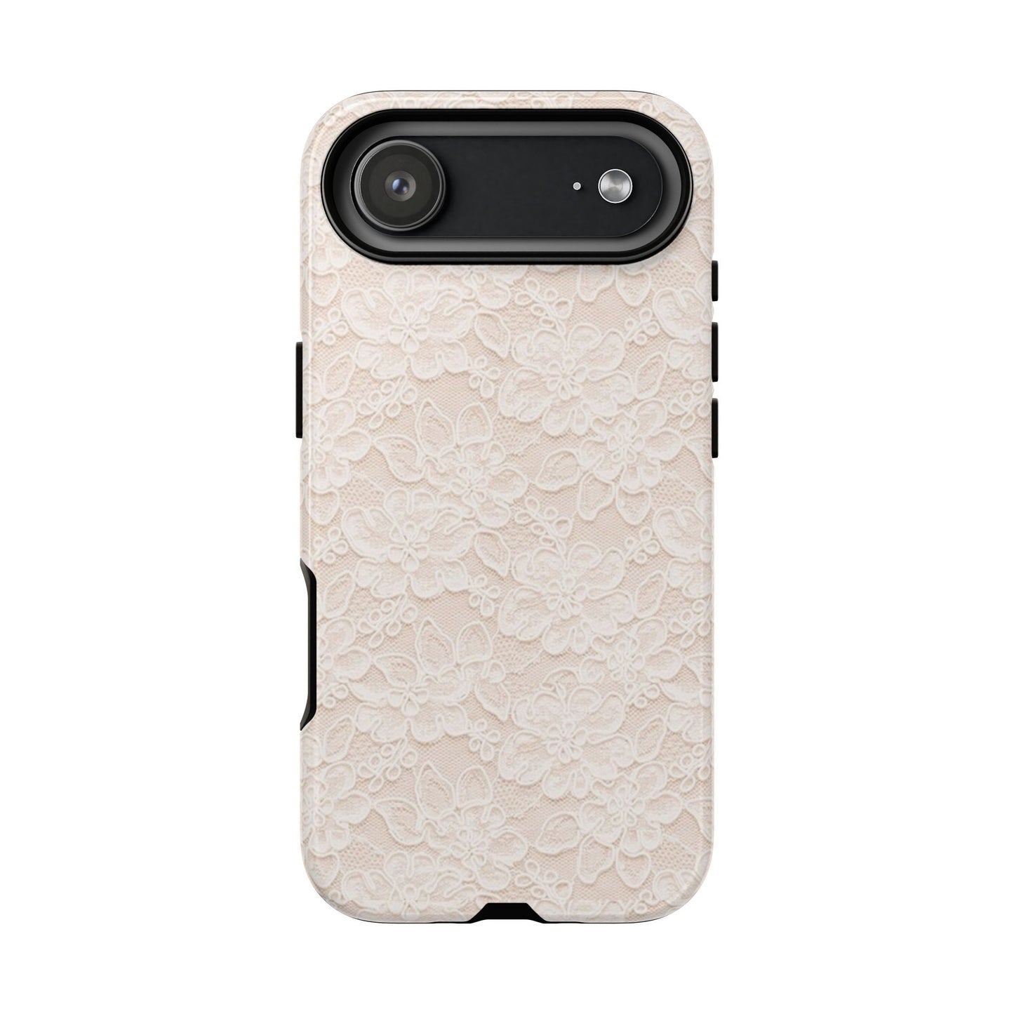Floral Lace Tough Phone Case – Vintage Ivory Protective Cover