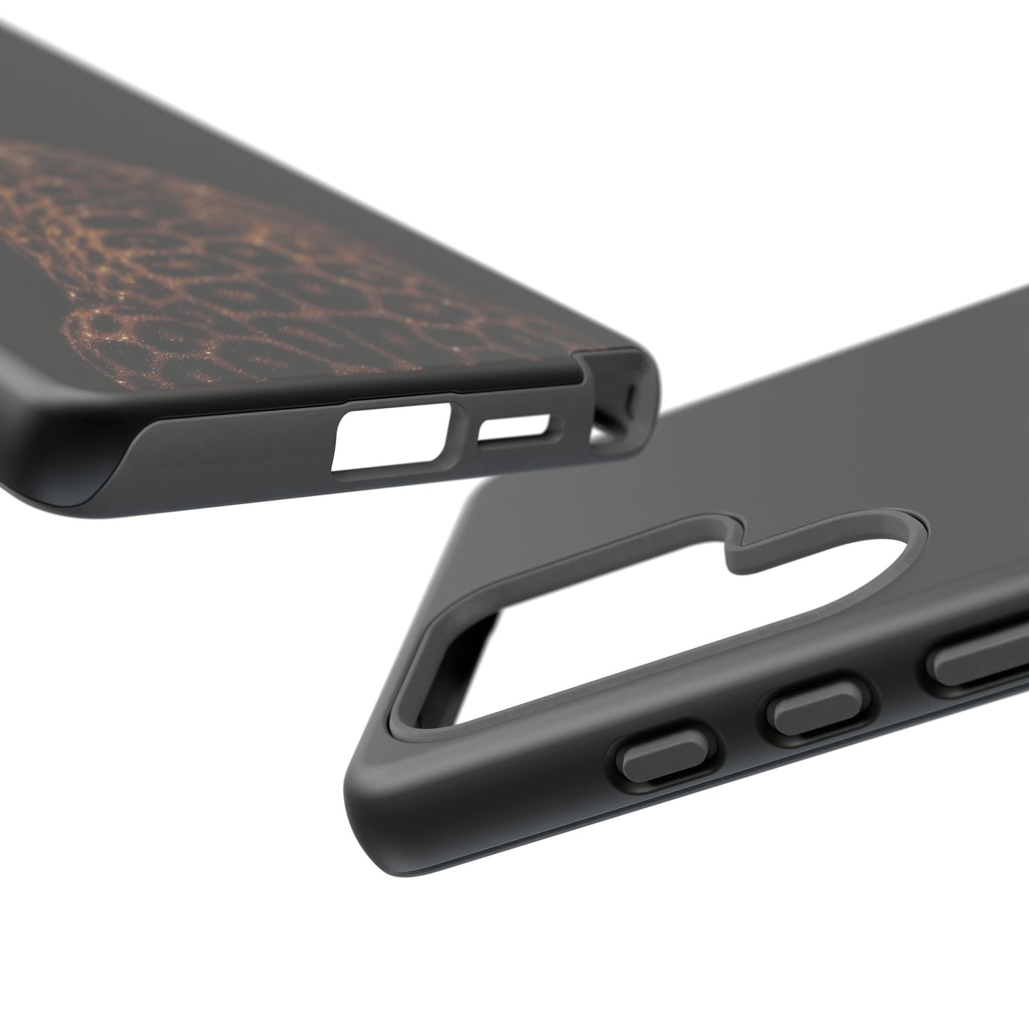 Leopard Print Tough Phone Case - Sleek Black Protective Cover