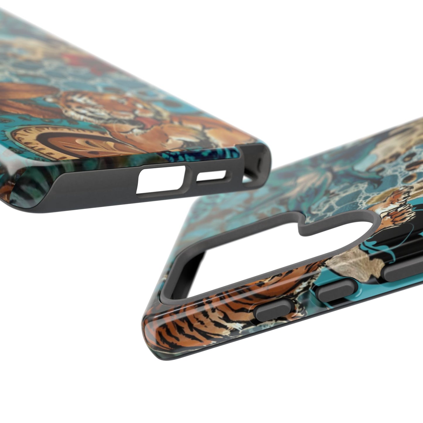 Floral Tiger Phone Case - Teal Safari Protective Cover