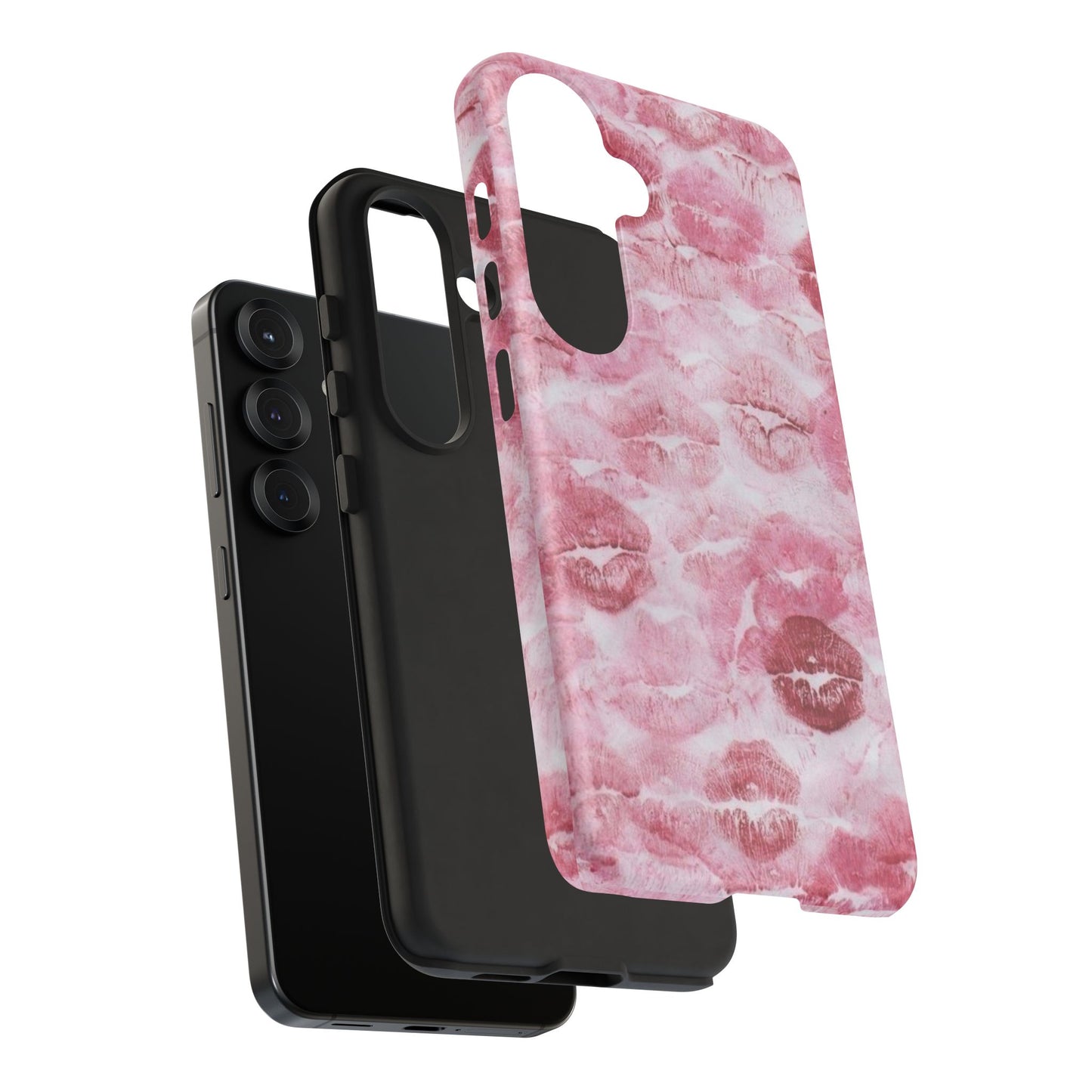 Kiss Print Tough Phone Case — Pink Marble Lip Pattern, Protective iPhone Cover