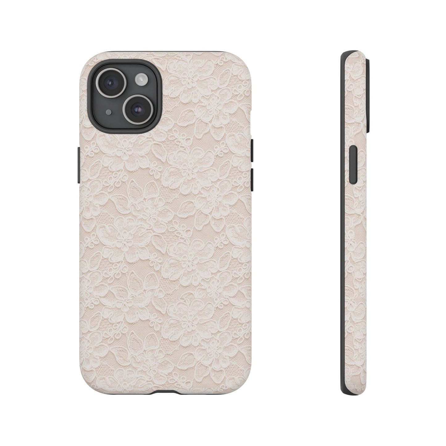 Floral Lace Tough Phone Case – Vintage Ivory Protective Cover