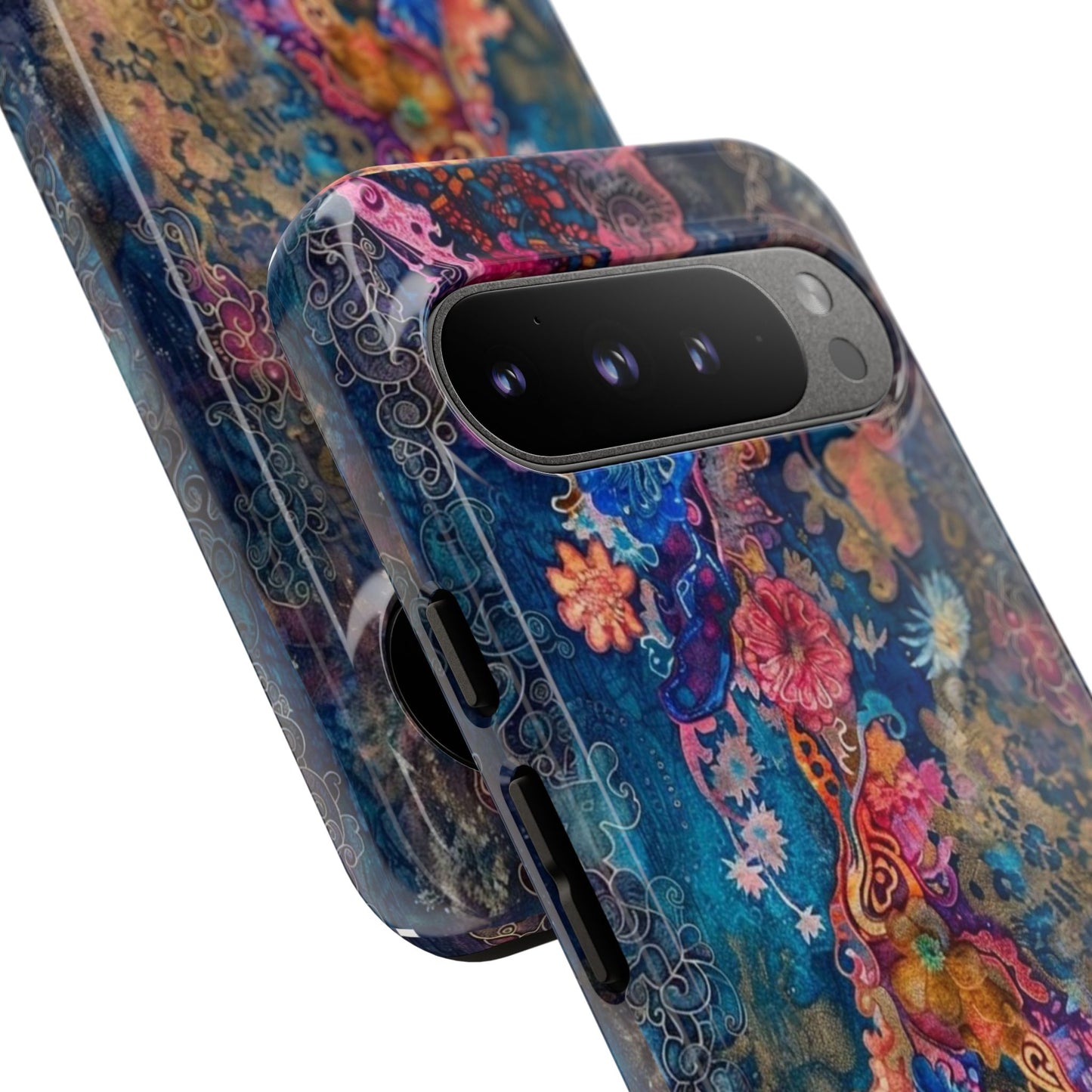 Phone Case - Colorful Floral Tiger Tough Case