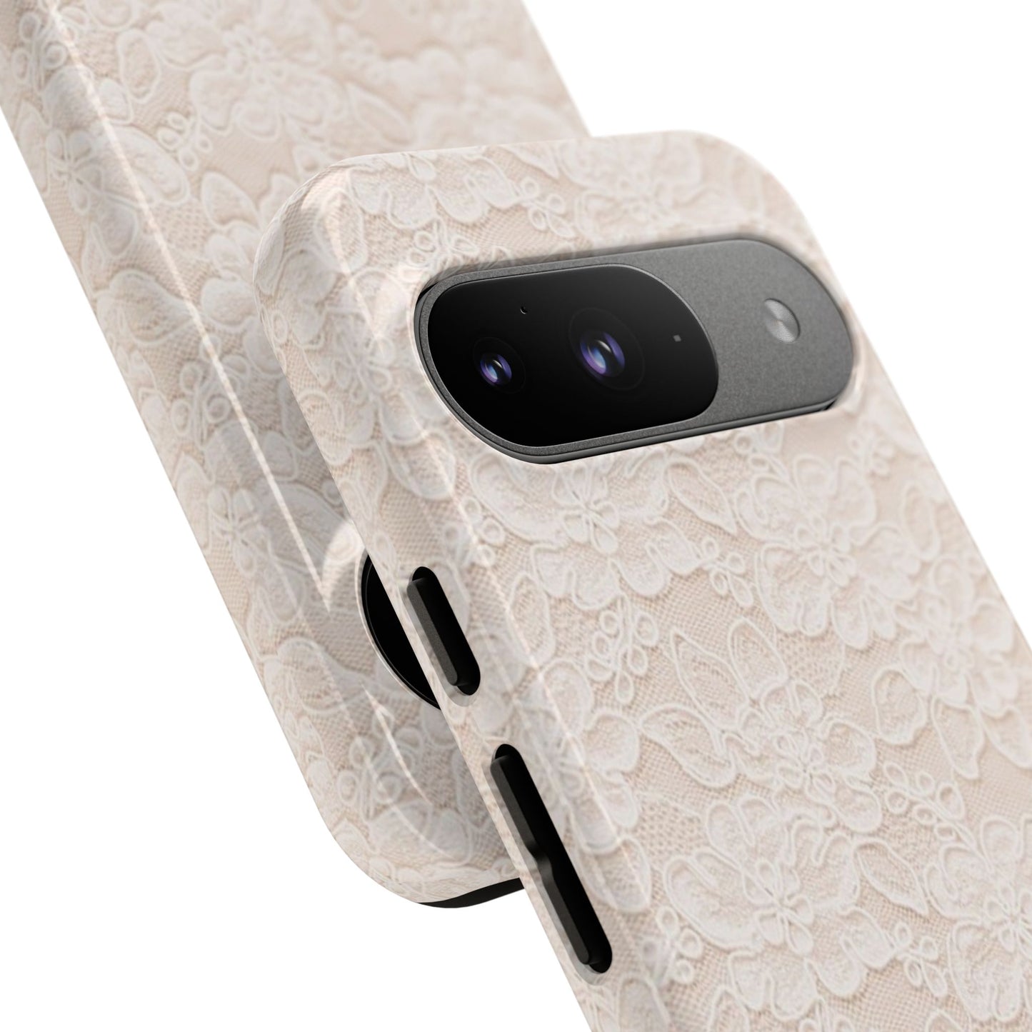 Floral Lace Tough Phone Case – Vintage Ivory Protective Cover