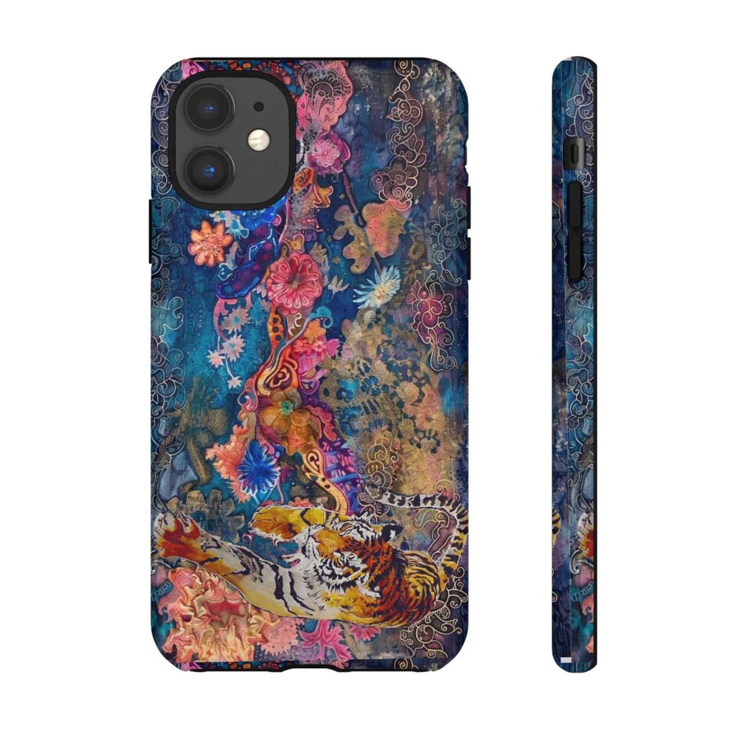 Phone Case - Colorful Floral Tiger Tough Case