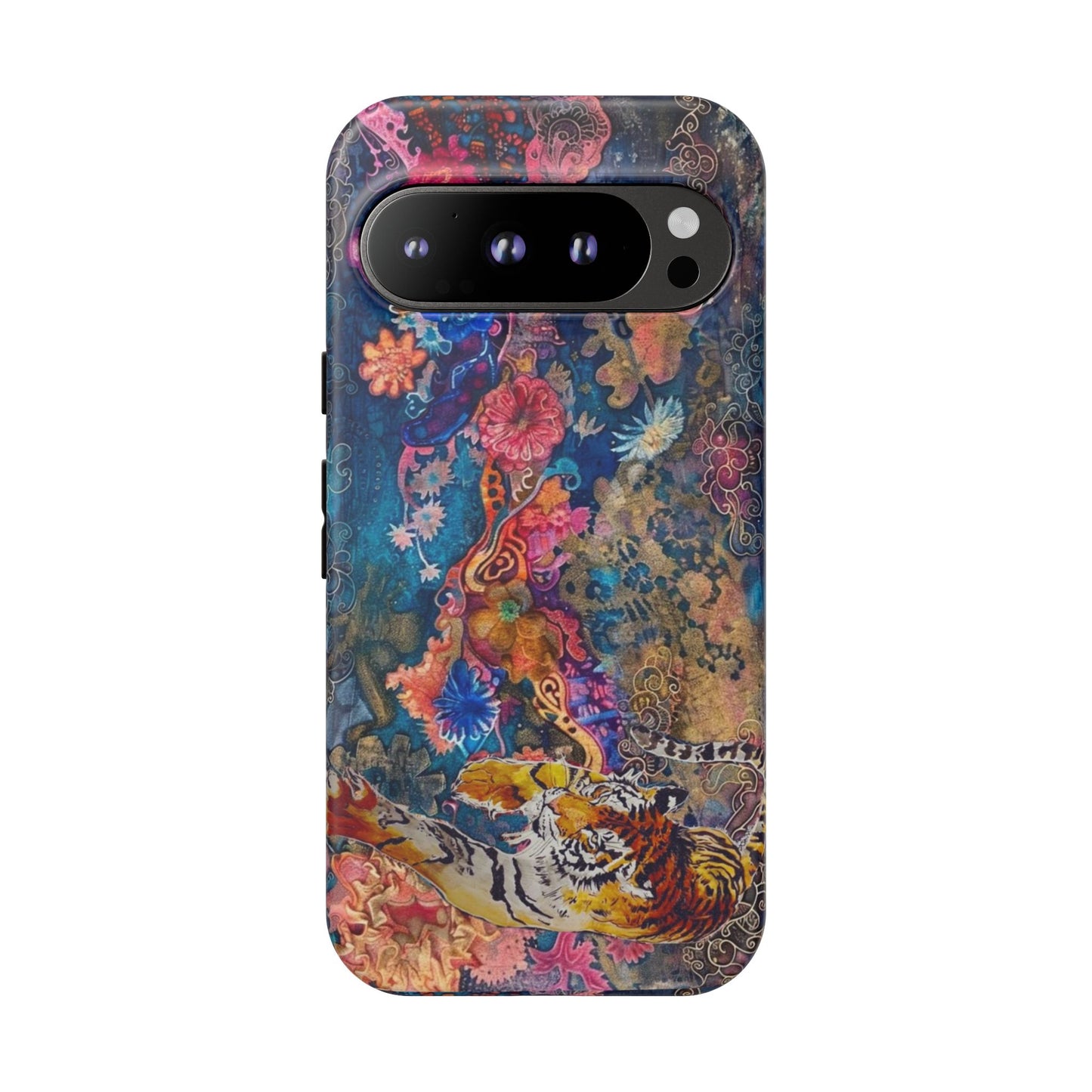Phone Case - Colorful Floral Tiger Tough Case