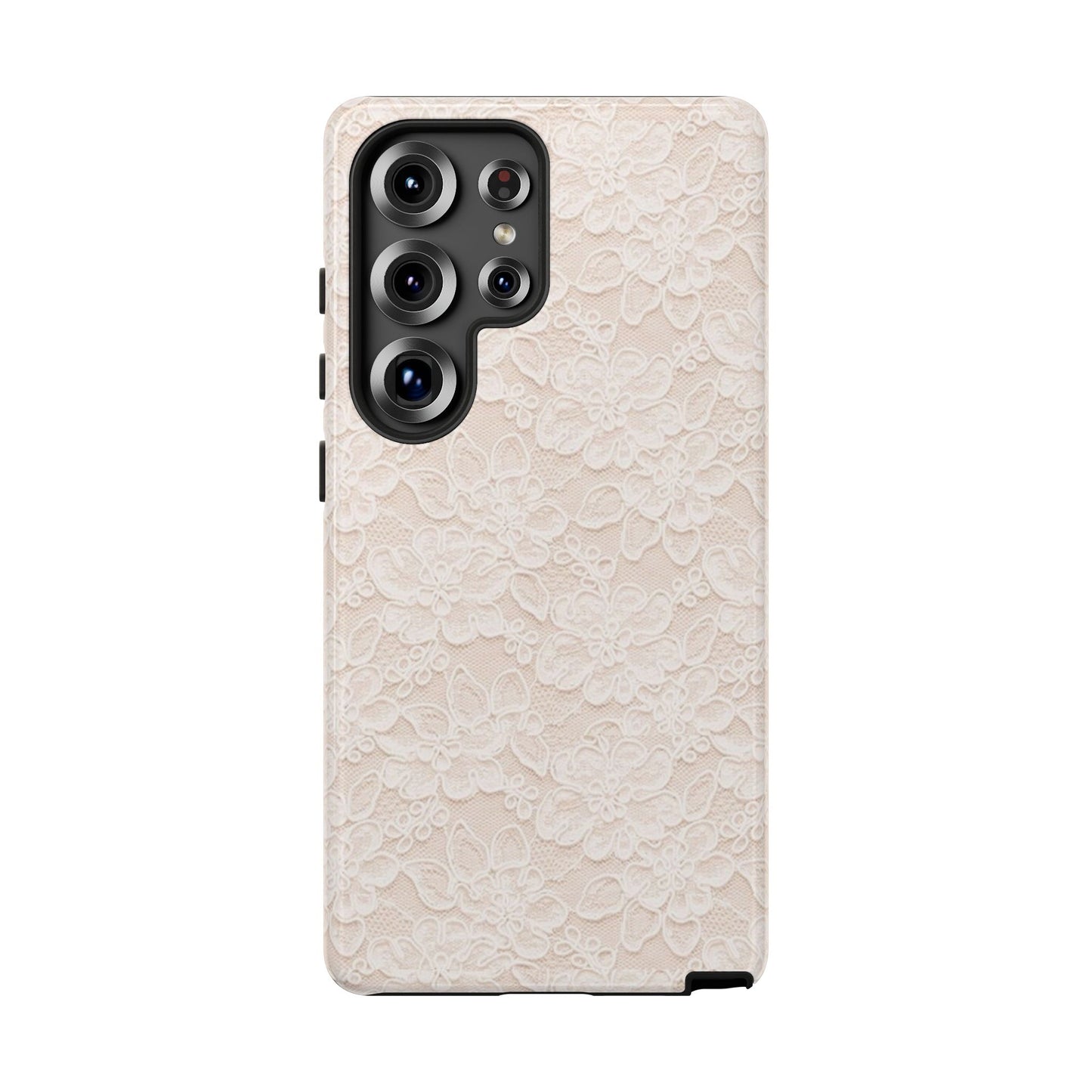 Floral Lace Tough Phone Case – Vintage Ivory Protective Cover