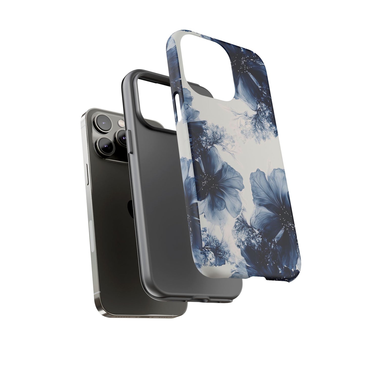 Floral Indigo Tough Phone Case — Blue Botanical Protective Cover