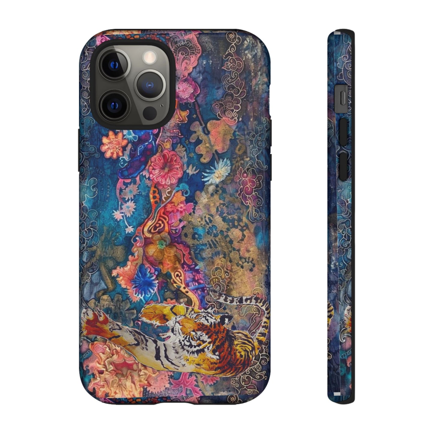 Phone Case - Colorful Floral Tiger Tough Case