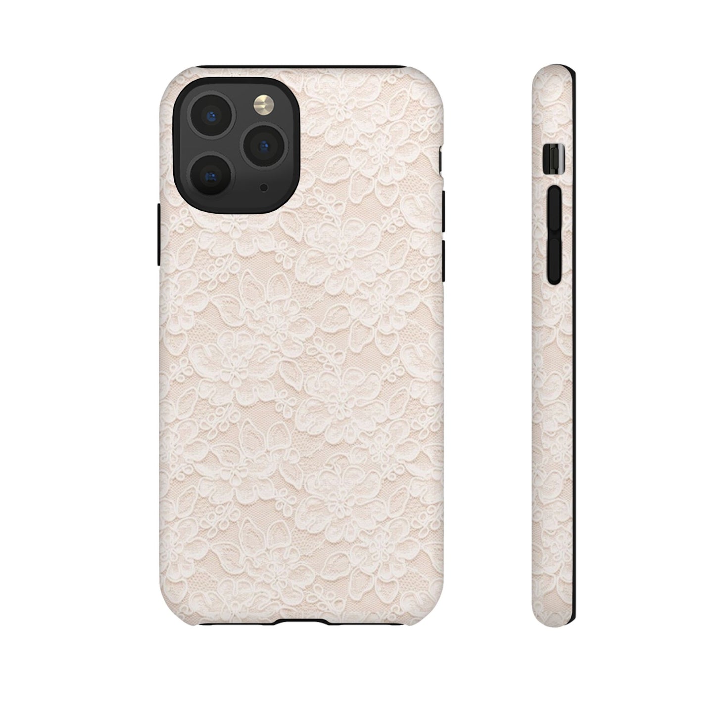 Floral Lace Tough Phone Case – Vintage Ivory Protective Cover
